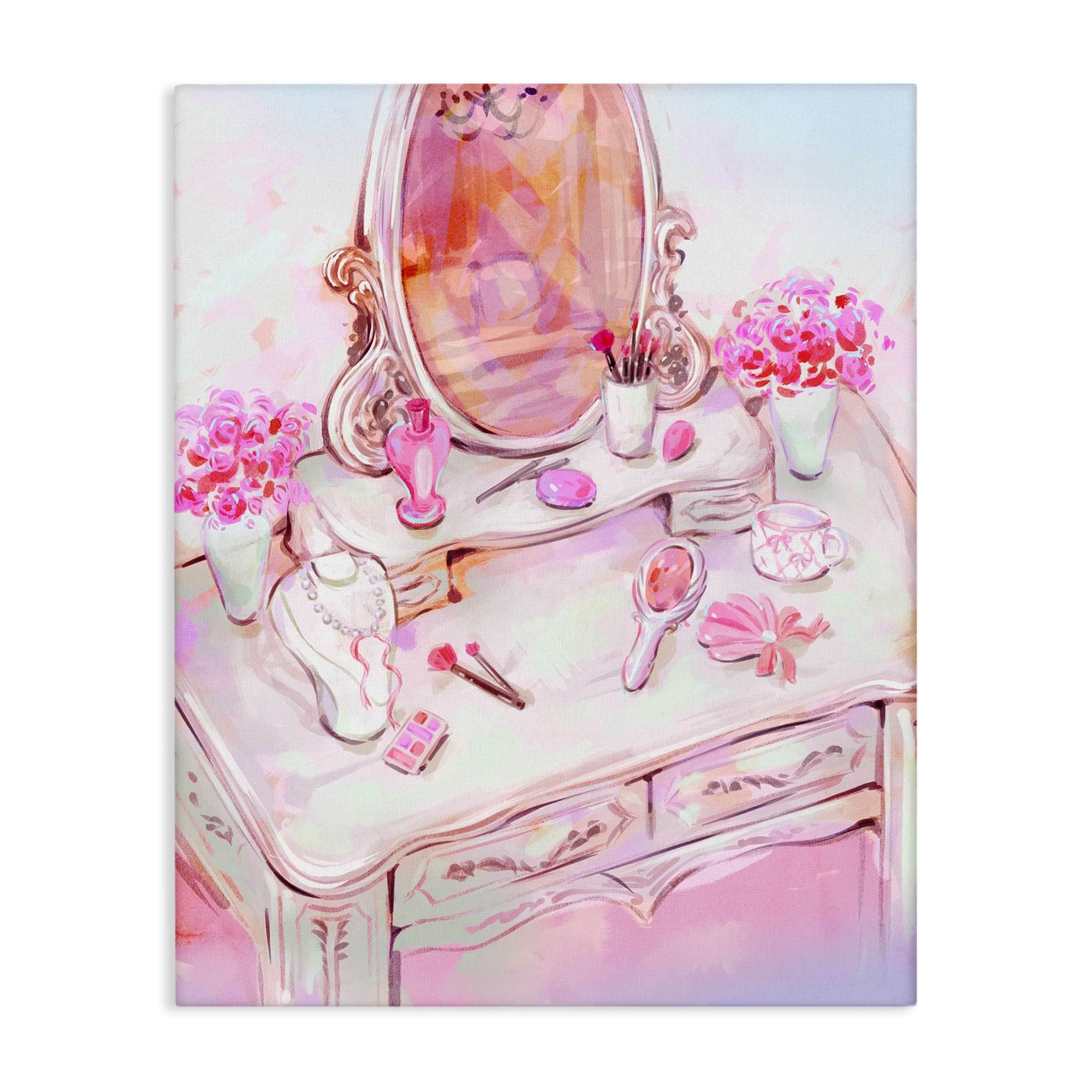 Stupell Industries BT-184-CN-24X30 Pastel Pink Vanity View Canvas design by Ziwei Li