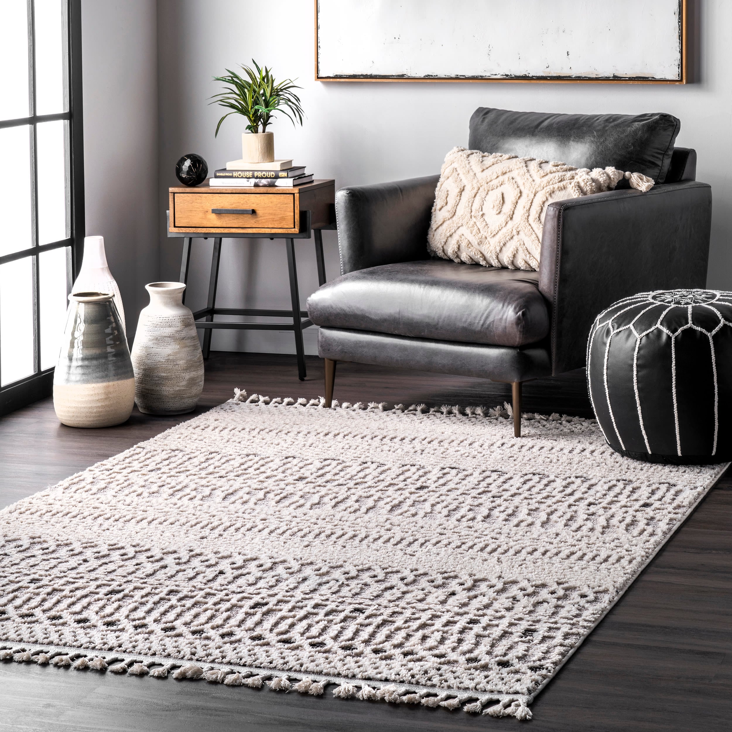 nuLOOM KKLR16A-406 Lorden 4 x 6 (ft) Loomed Polyester Beige Rectangular Indoor Geometric Area rug