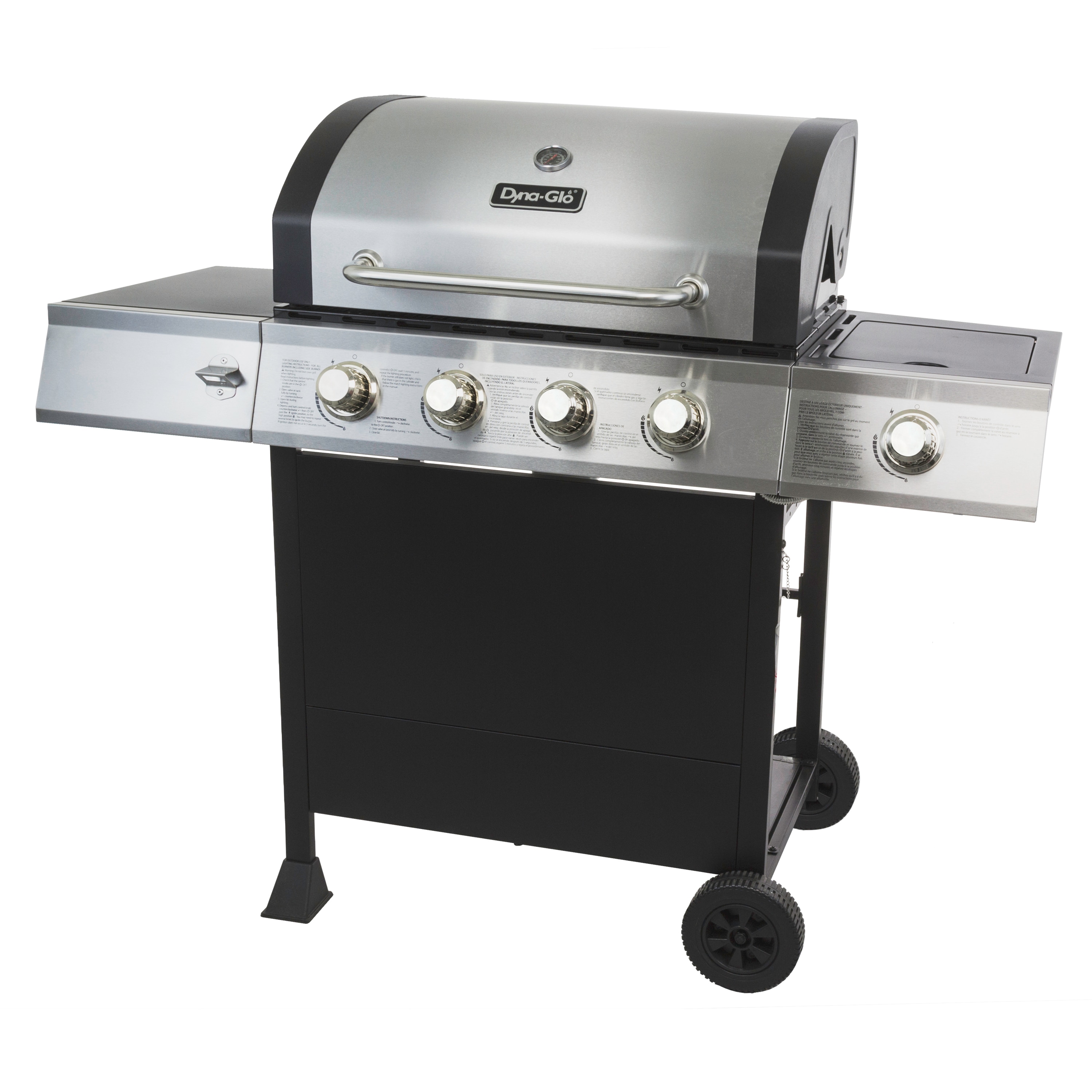 scannen vanavond Marty Fielding Dyna-Glo Stainless Steel/Black 4-Burner Liquid Propane Gas Grill with 1  Side Burner in the Gas Grills department at Lowes.com
