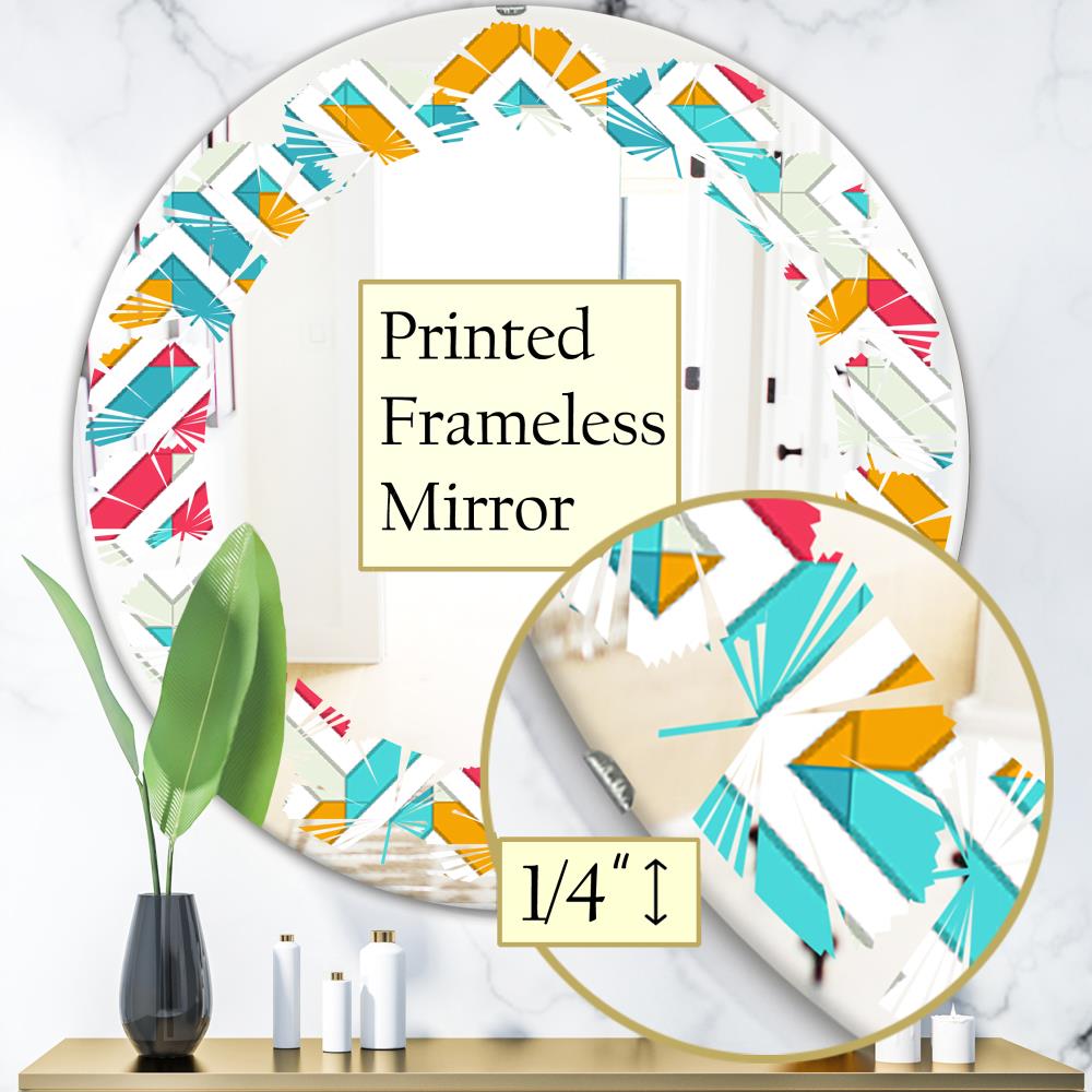 Designart Designart Mirrors 24-in W x 24-in H Round Blue Polished ...