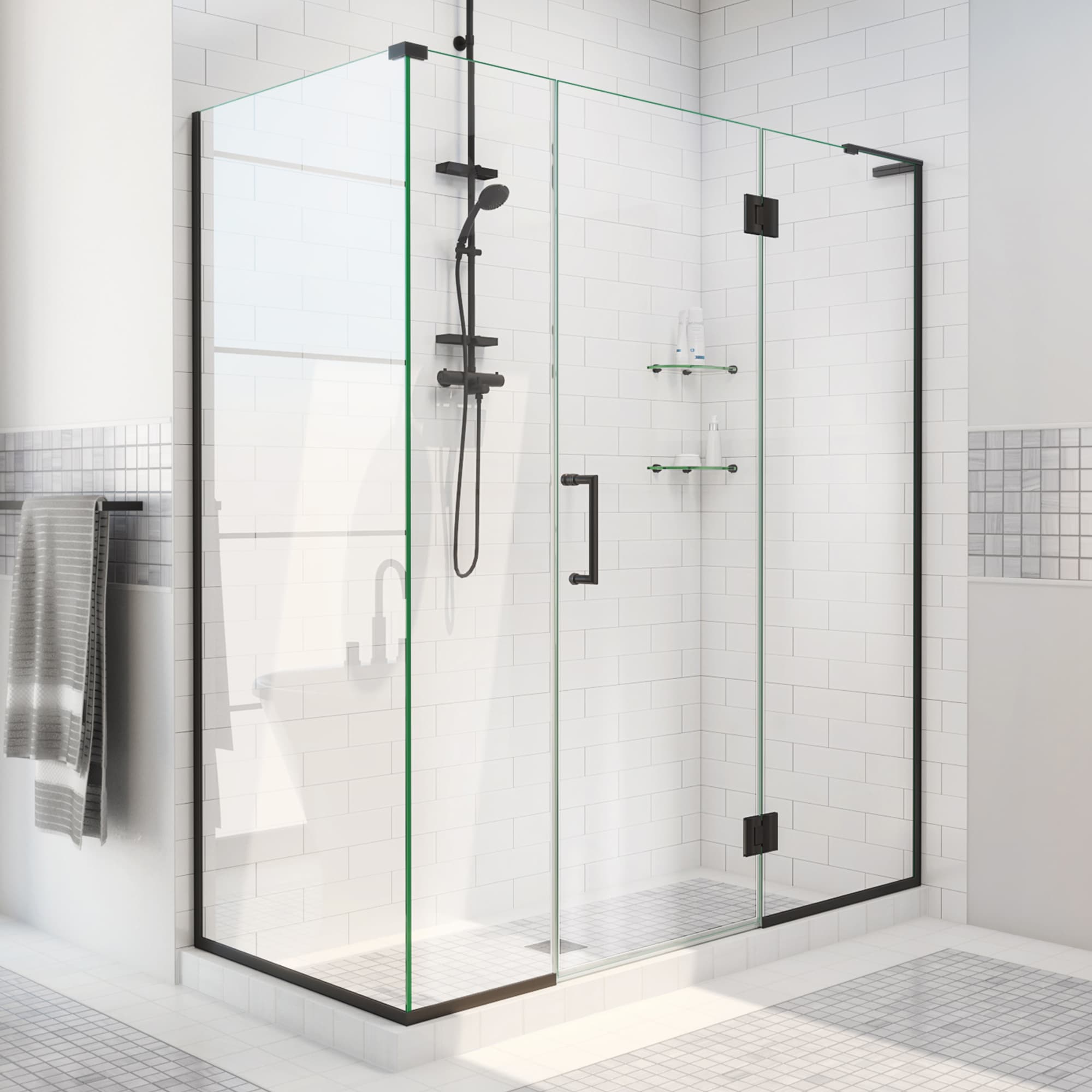 DreamLine Unidoor-X Matte Black 63-1/2-in W X 72-in H Frameless Hinged ...