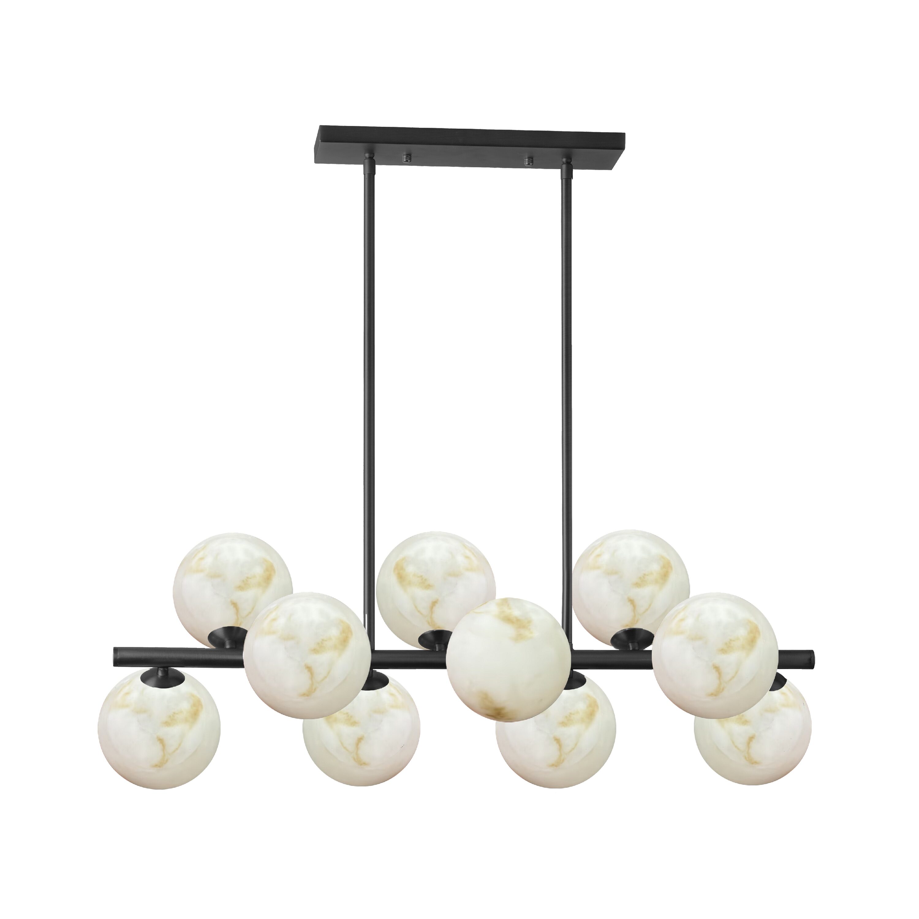 Dainolite Giovanna 10 -Light Matte Black, Alabaster Modern/contemporary Frosted glass Globe Large Hanging Pendant Light
