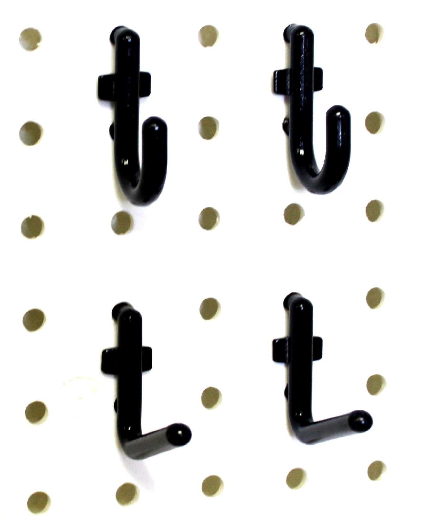 Wall Peg Hook Kit - J Style Pegboard Hooks Tool Storage Garage Organizer Choice B/W, Black