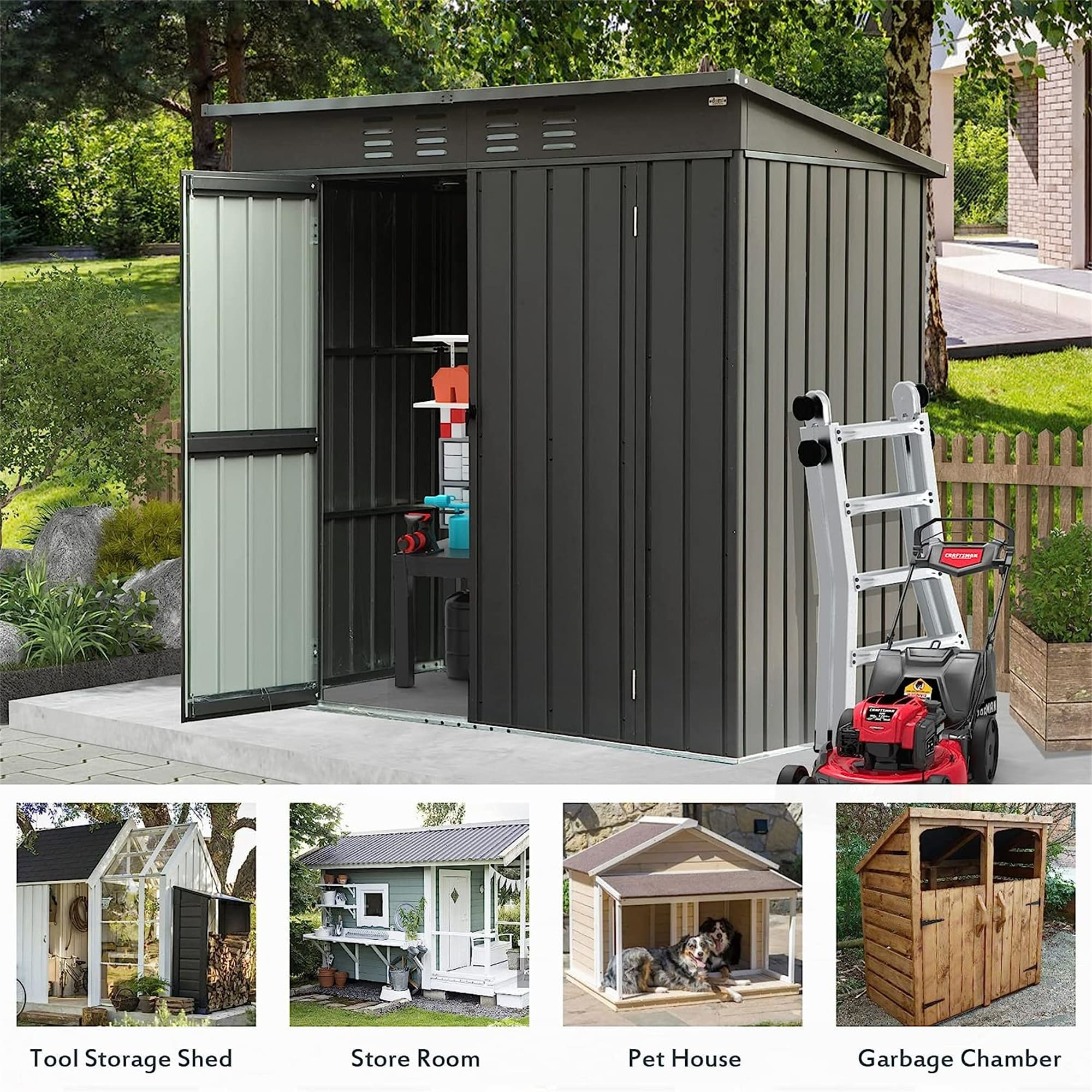 WELLFOR TWSG043-BK Metal-Storage-Buildings-Sheds - View #7