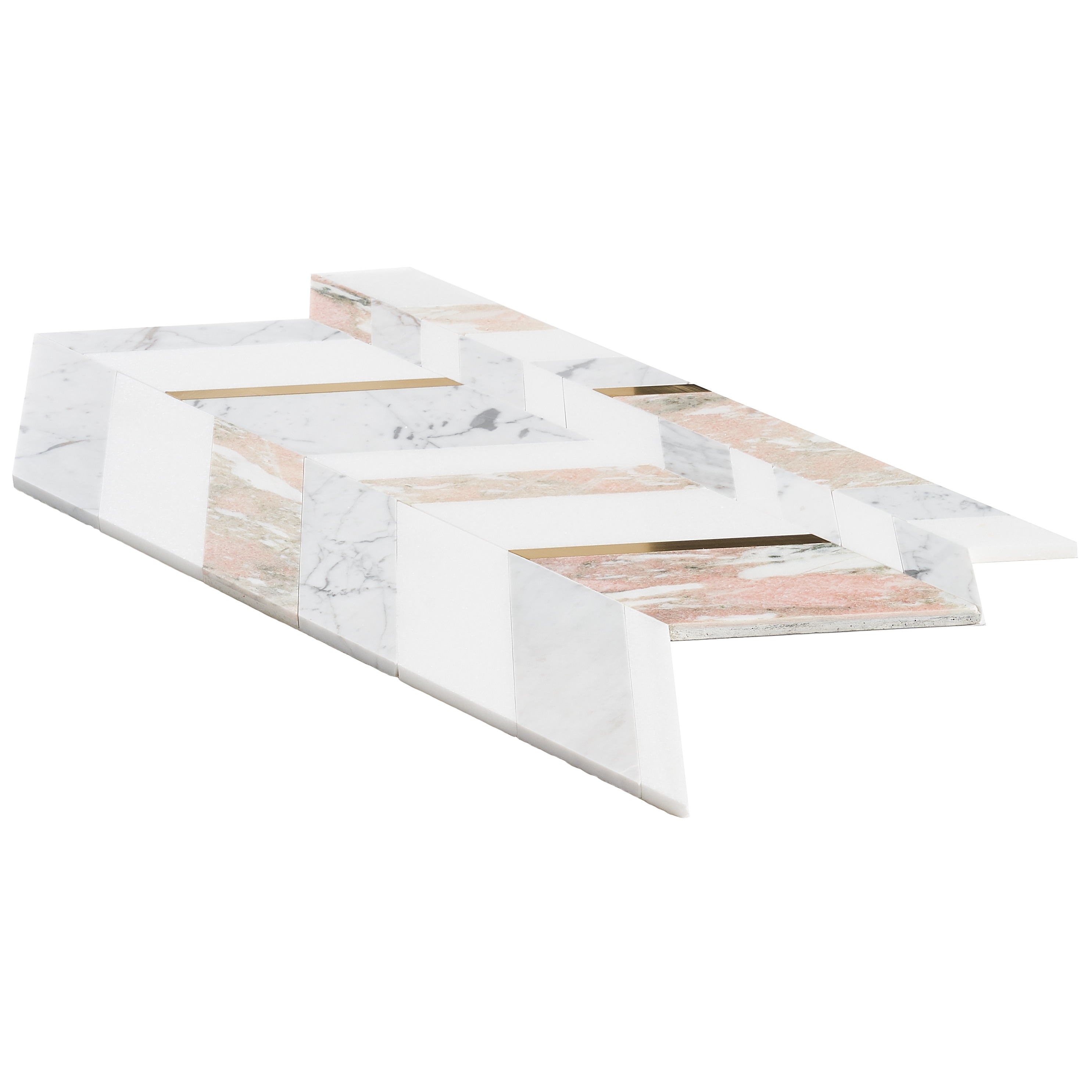 Xander 12" x 18" Polished Marble and Brass Chevron Wall Tile