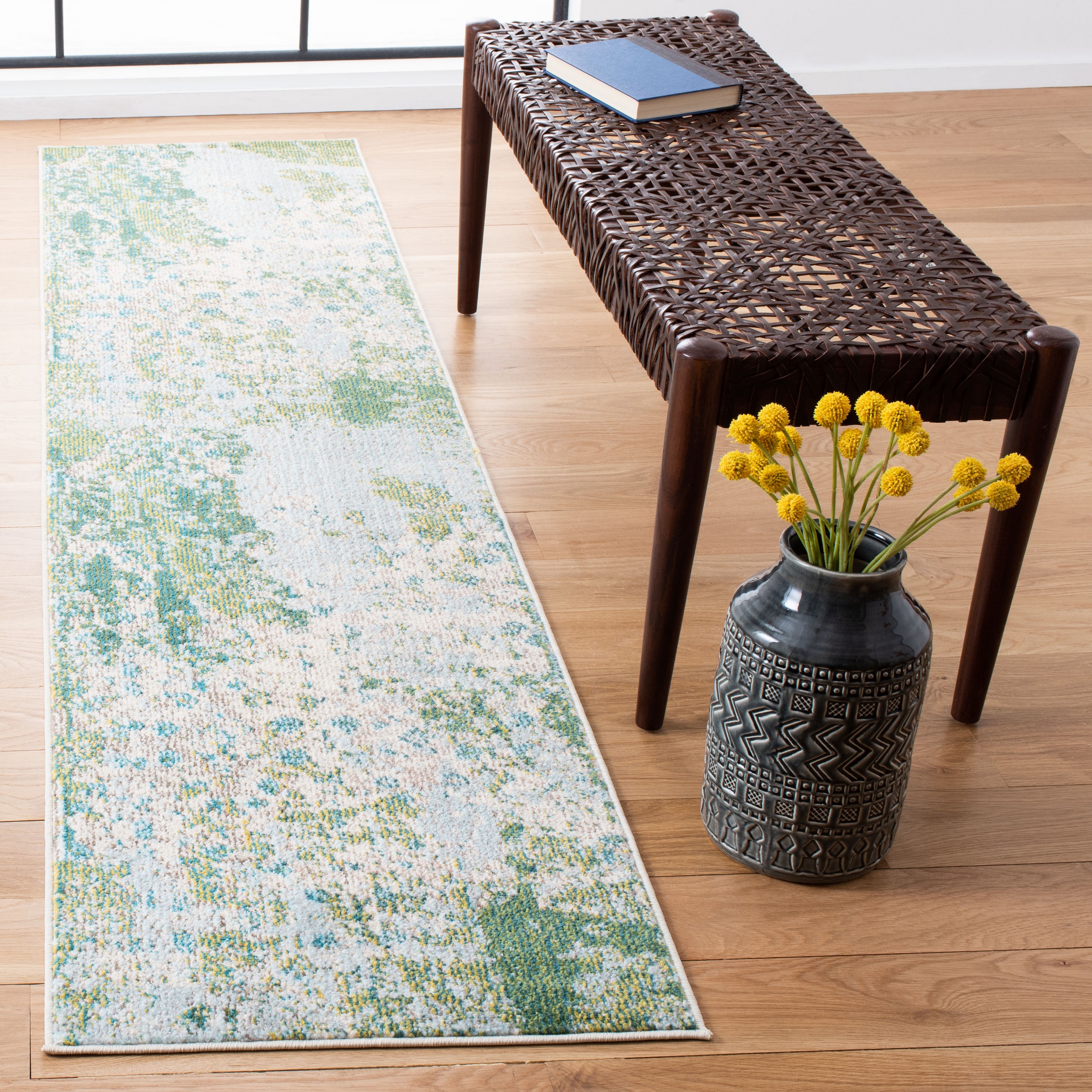 Safavieh MAD499X-210 Madison 2 x 10 (ft) Loomed Polypropylene Green/Blue Rectangular Indoor Abstract Bohemian/Eclectic Runner rug