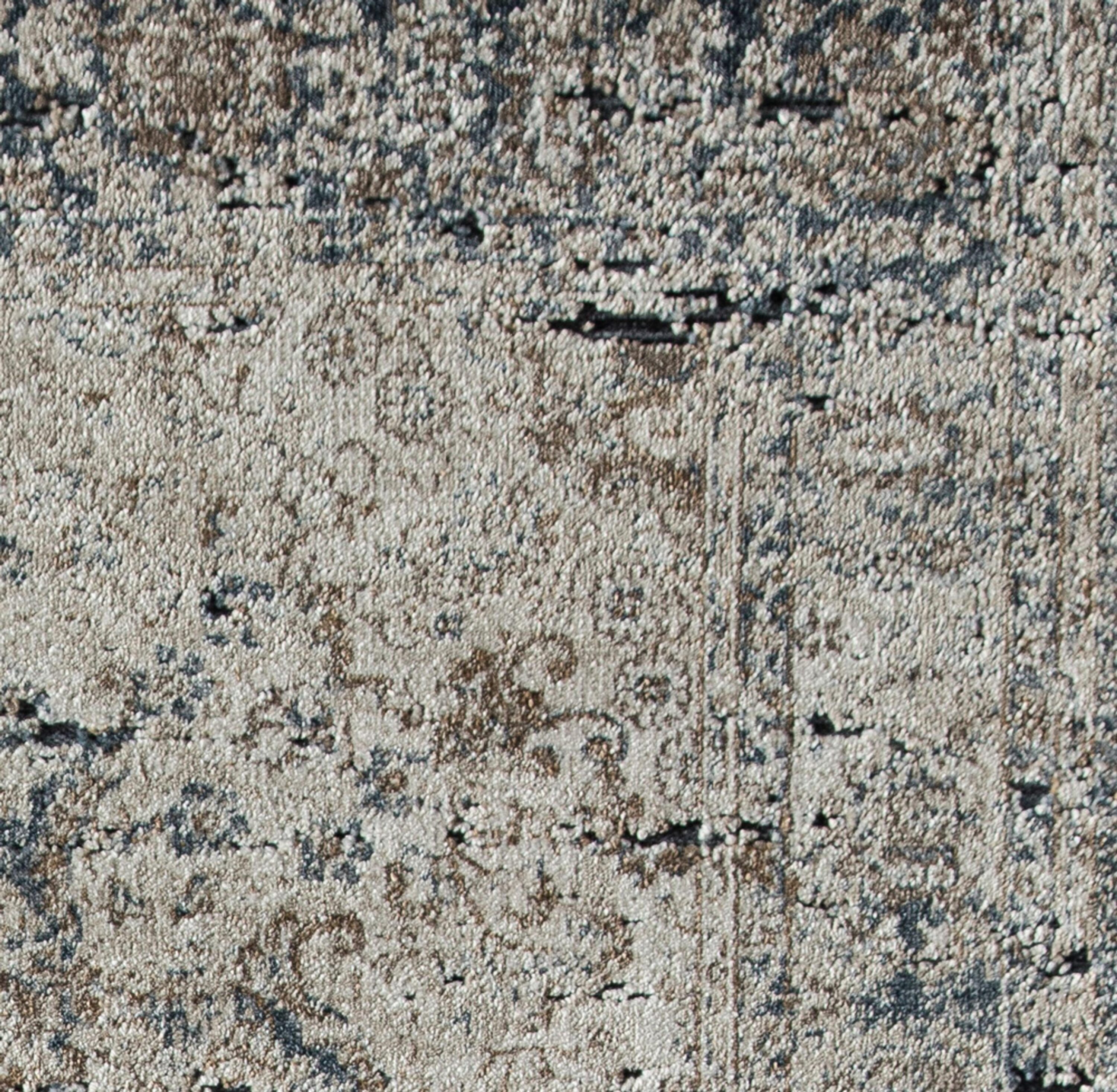 Blue and Beige Abstract Chenille Area Rug 2'3" x 8'