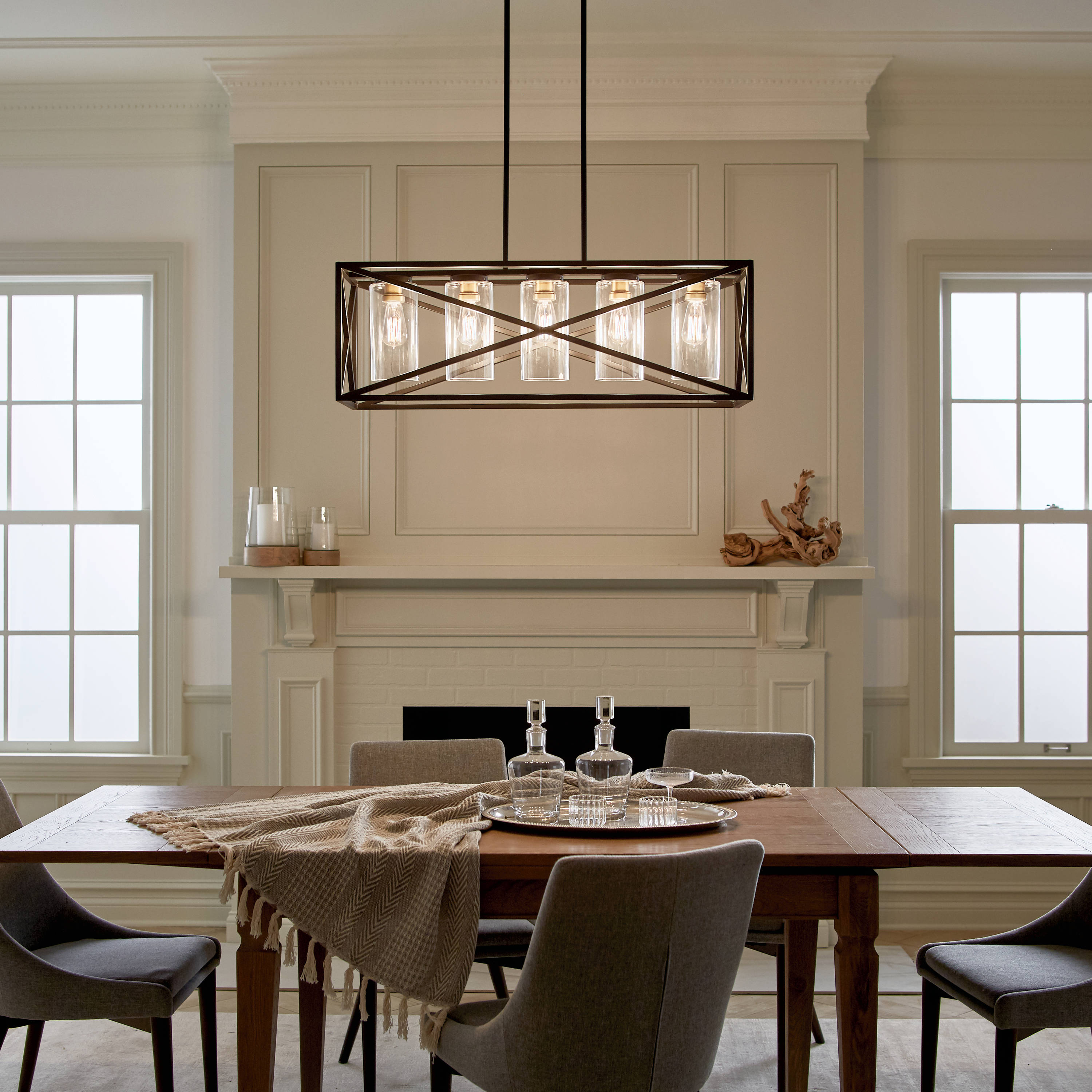 Kichler Moorgate 5-Light Black Farmhouse Led; Dry rated Chandelier in ...