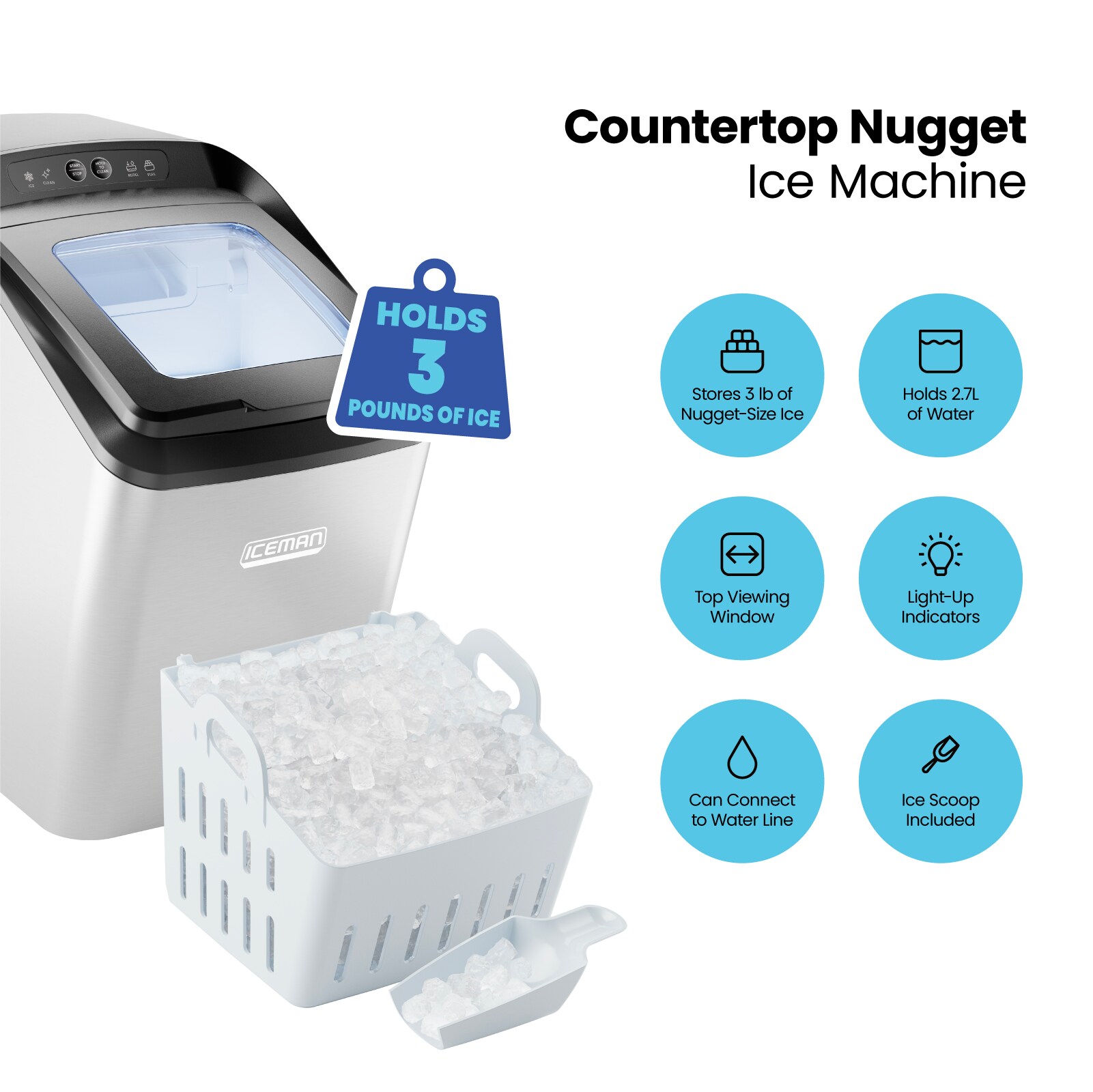 Frigidaire 44-lb Drop-down Door Countertop or Portable Nugget Ice Maker  (Stainless Steel)