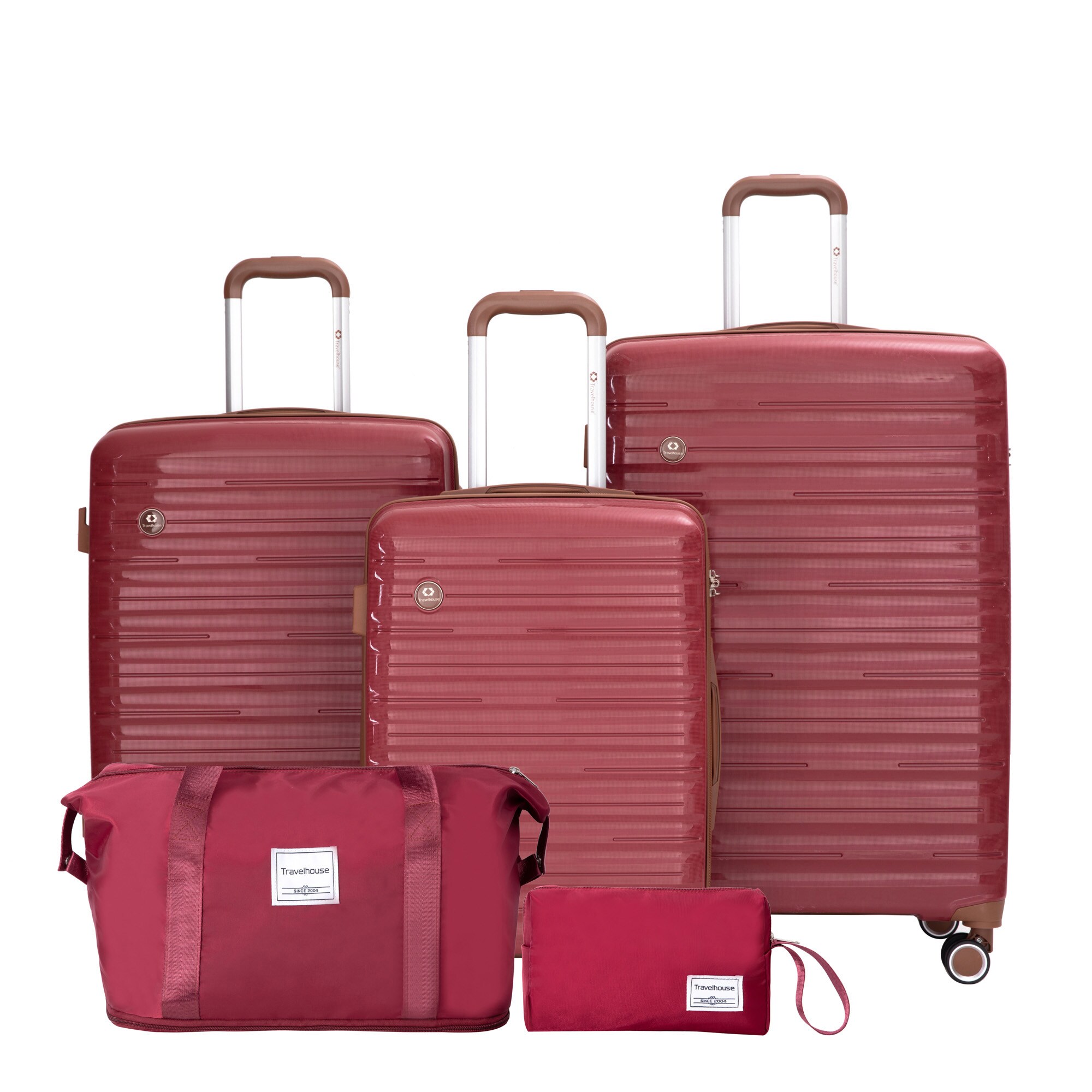 SINOFURN SYD9400001RD 18.7x11.2x29.1 Red Plastic Hardshell Suitcase set 5 -Bag