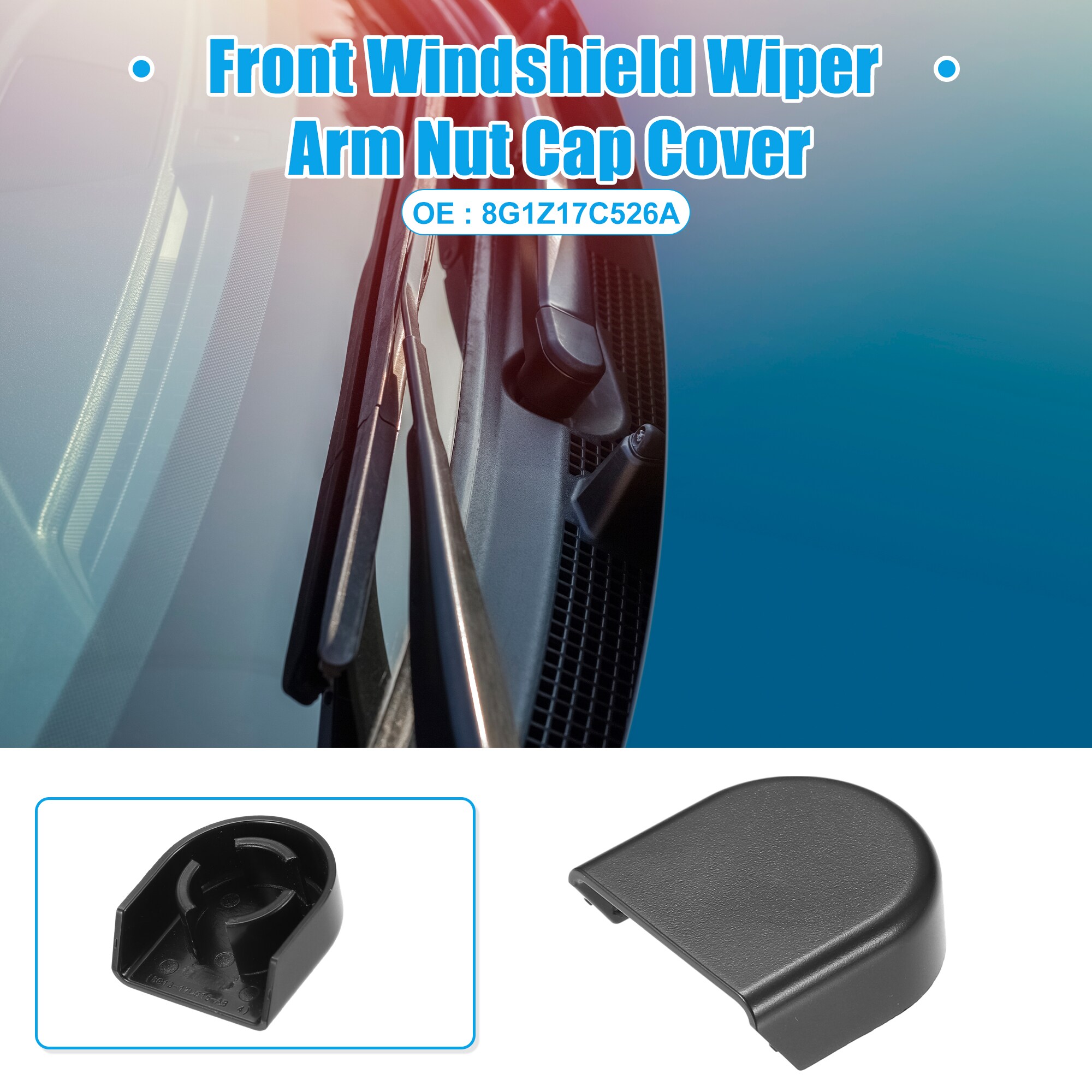 Unique Bargains Front Windshield Wiper Arm Nut Cover Cap Black Fit for ...