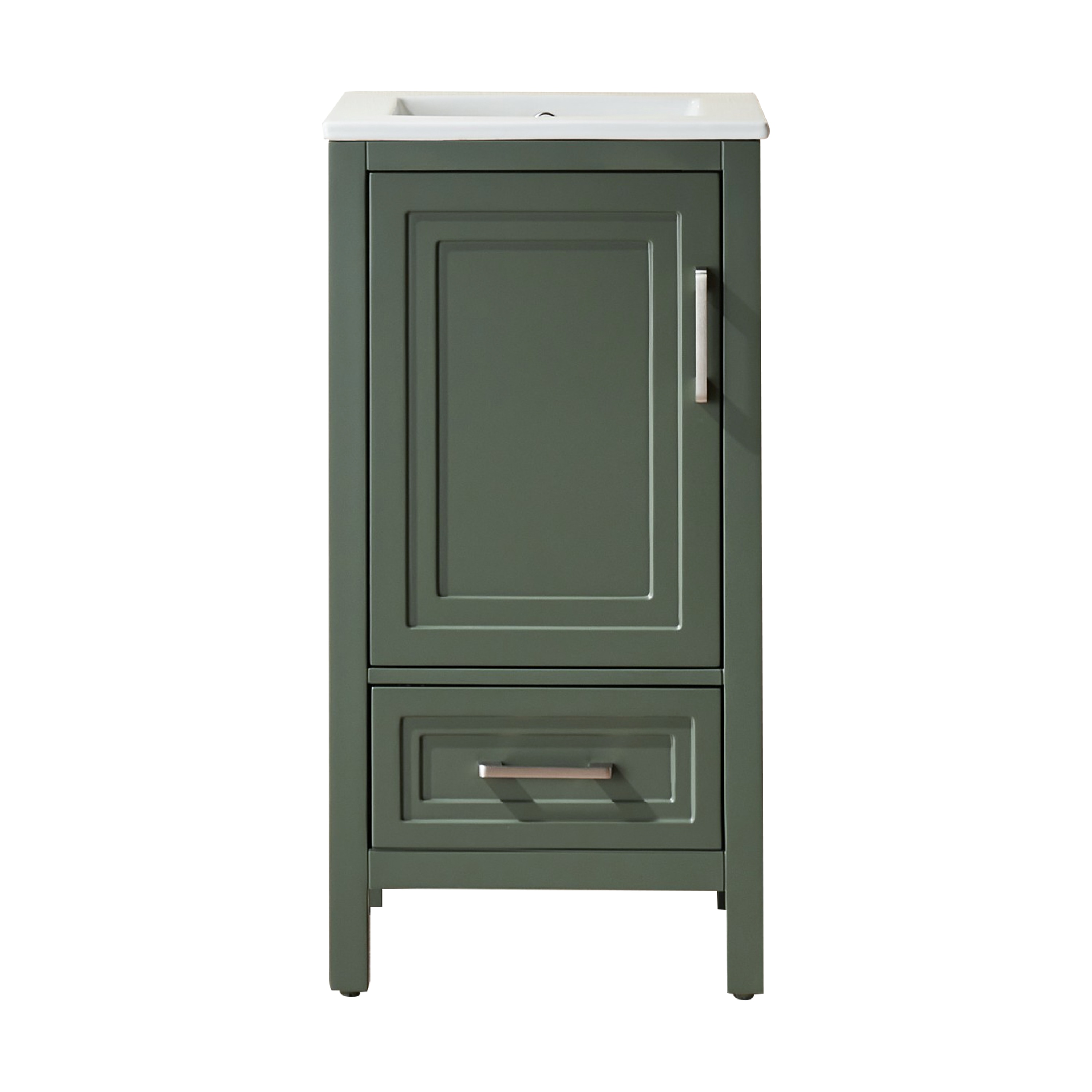 Iseryn Bath Vanity 18-in Green Undermount Single Sink Bathroom Vanity with White Ceramic Top