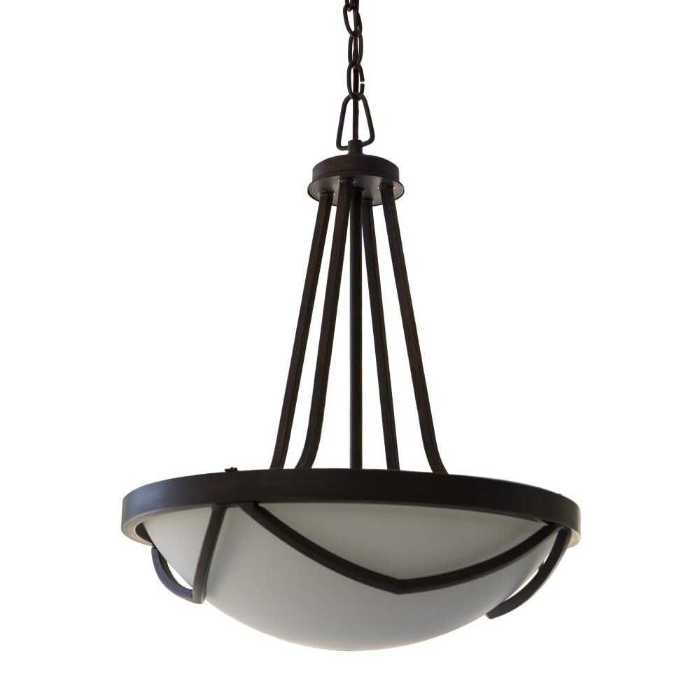 Decor Therapy CH1899 Black Modern/Contemporary White Glass Bowl Hanging Pendant Light