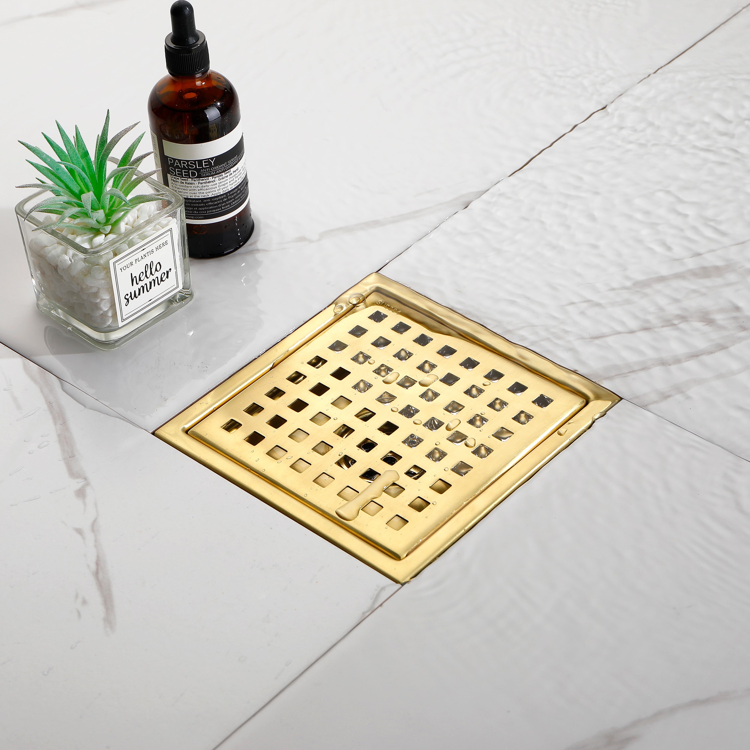 Utopia 4niture 2-in Gold Square Stainless Steel Floor Drain in the ...