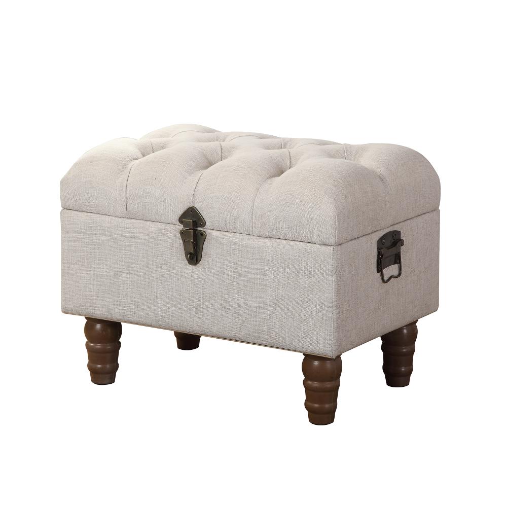 FirsTime 70094  and Co Modern Beige Linen Rectangle Integrated Storage Ottoman
