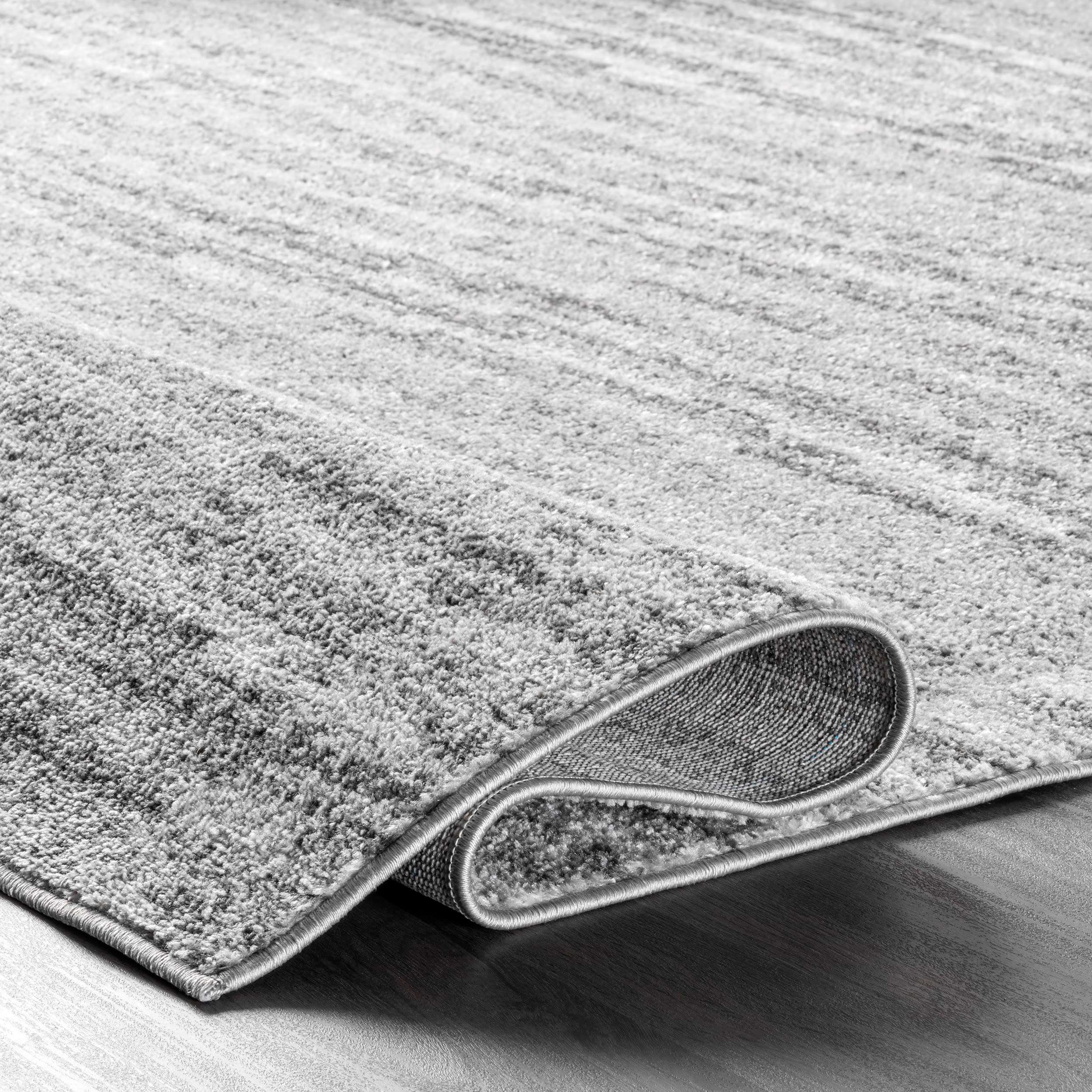 Gray Abstract Square Synthetic Easy Care Area Rug