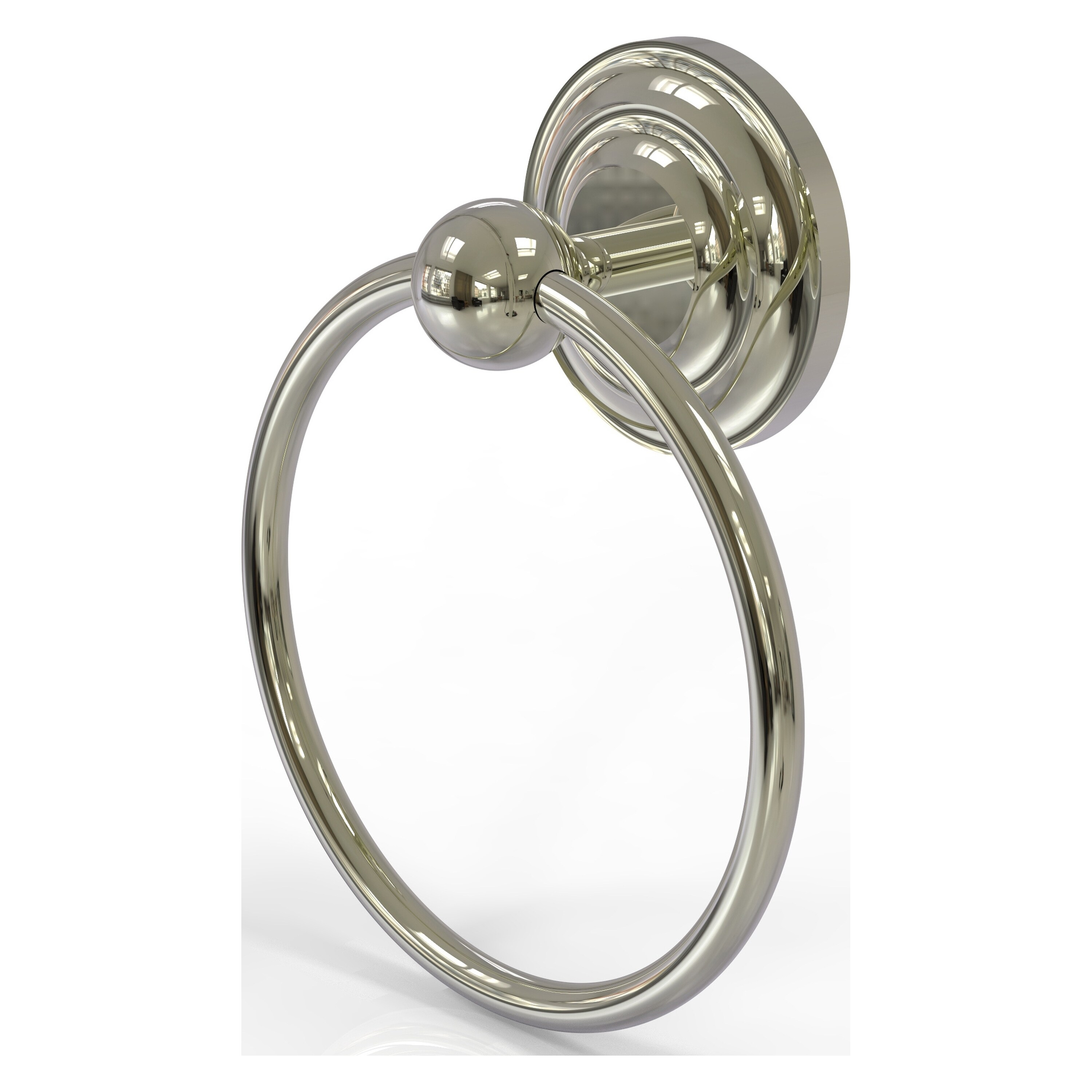 Allied Brass PQN-16-PNI Prestige Que New Polished Nickel Wall mount Single Towel Ring