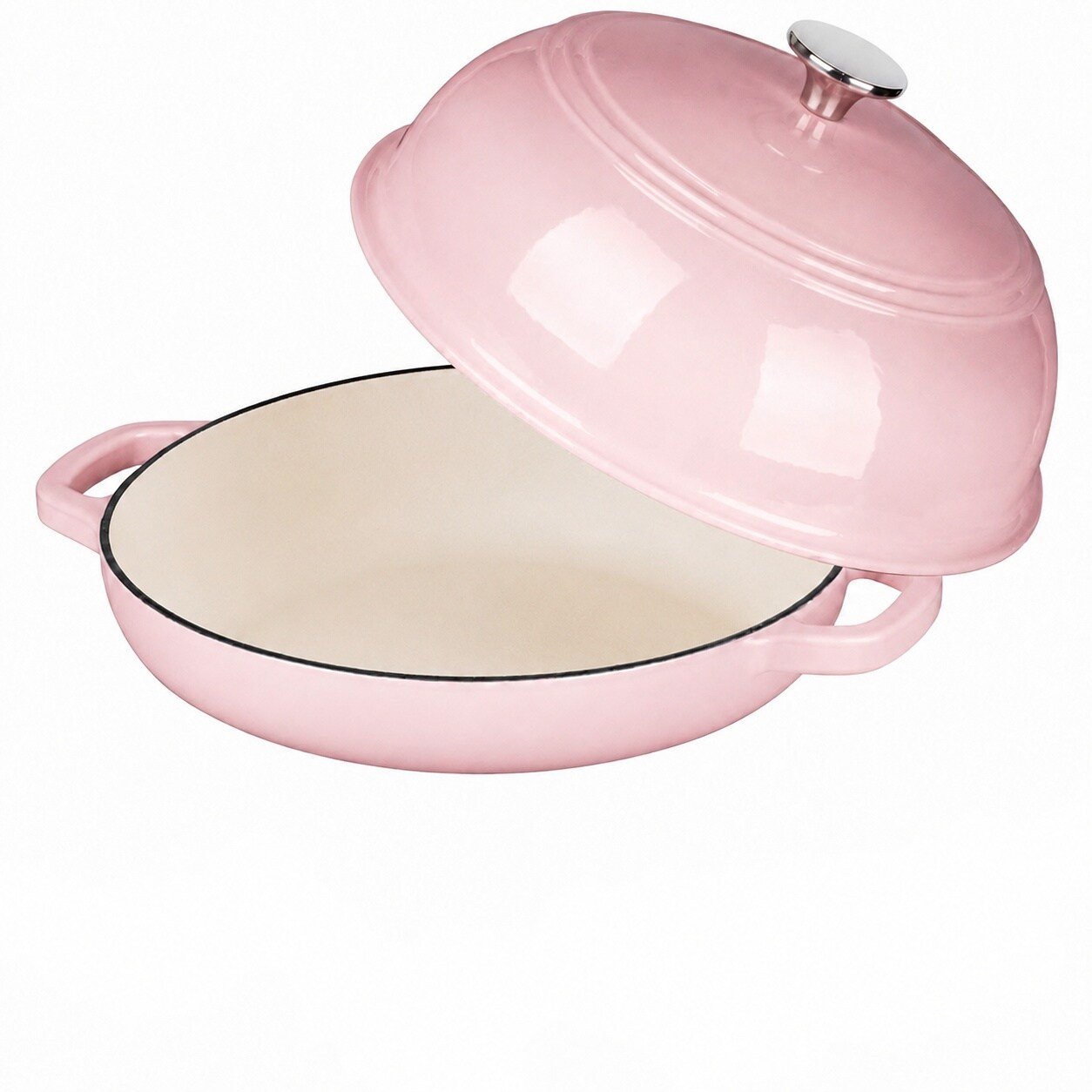 Aoibox  6 qt Round Enameled Cast Iron Dutch Oven in Pink with Bread Proofing Basket Lid Sourdough Baking Set