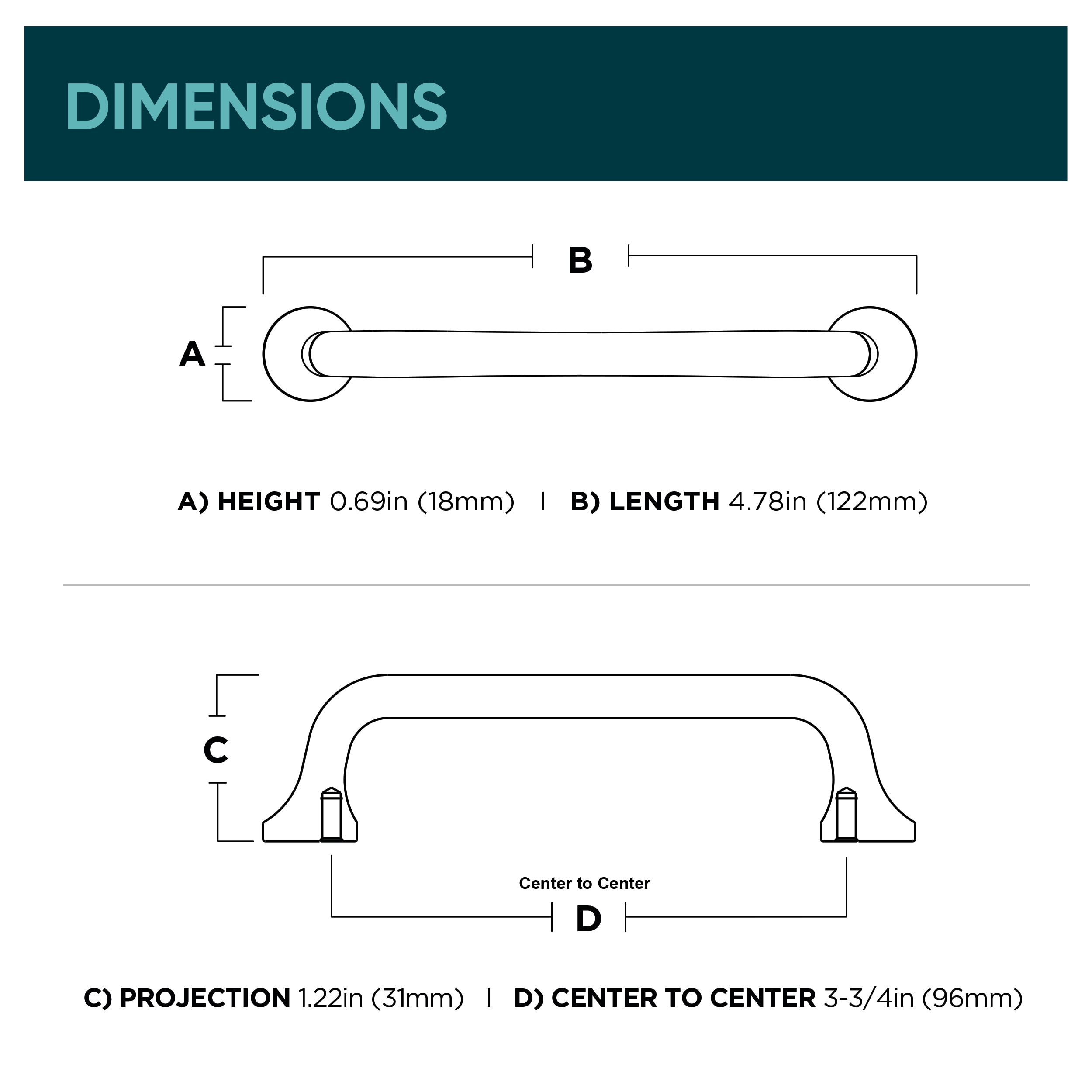 Origin 21 P48188W-CZ-CP Cabinet-Pulls - View #6