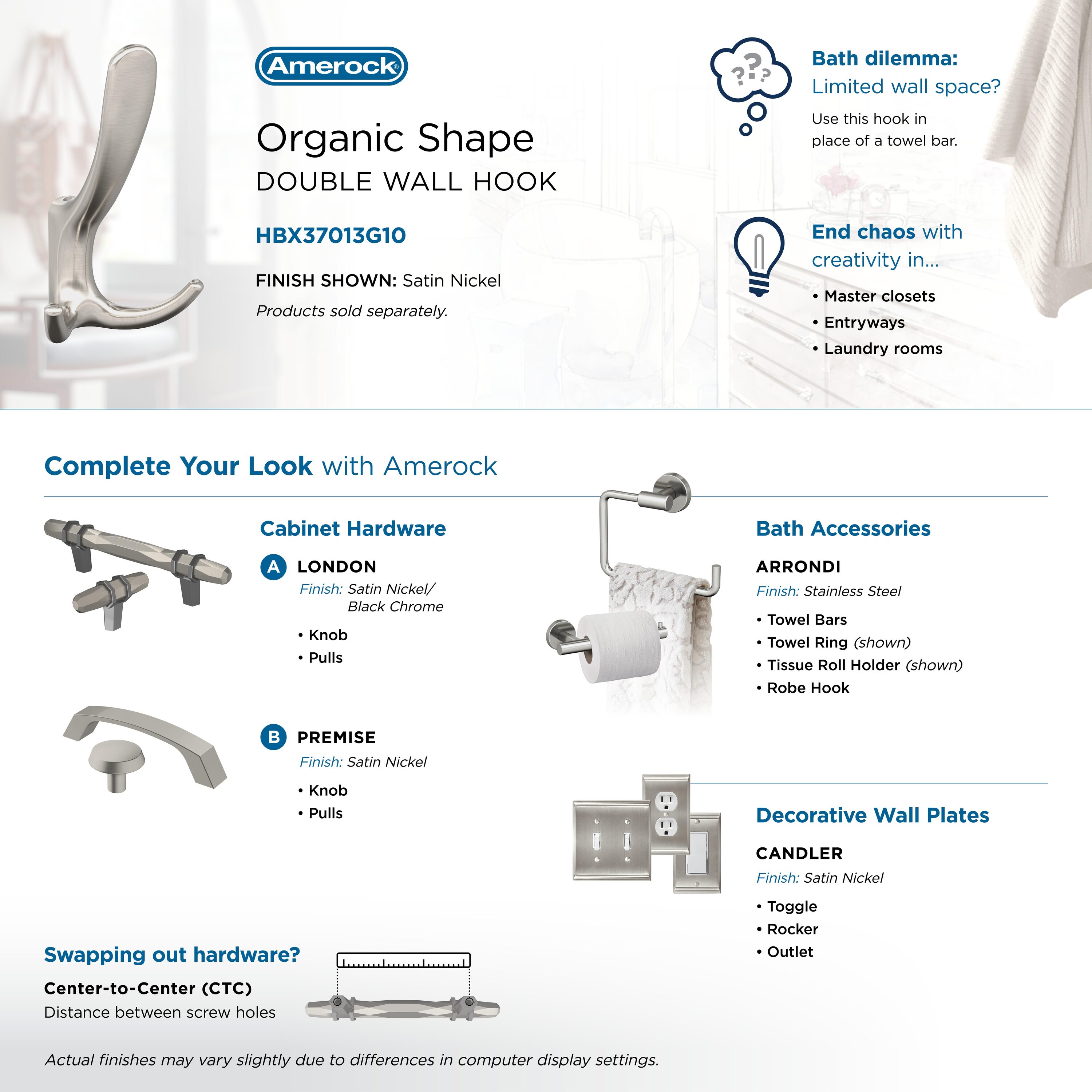Amerock HBX37013G10 Decorative-Wall-Hooks - View #6
