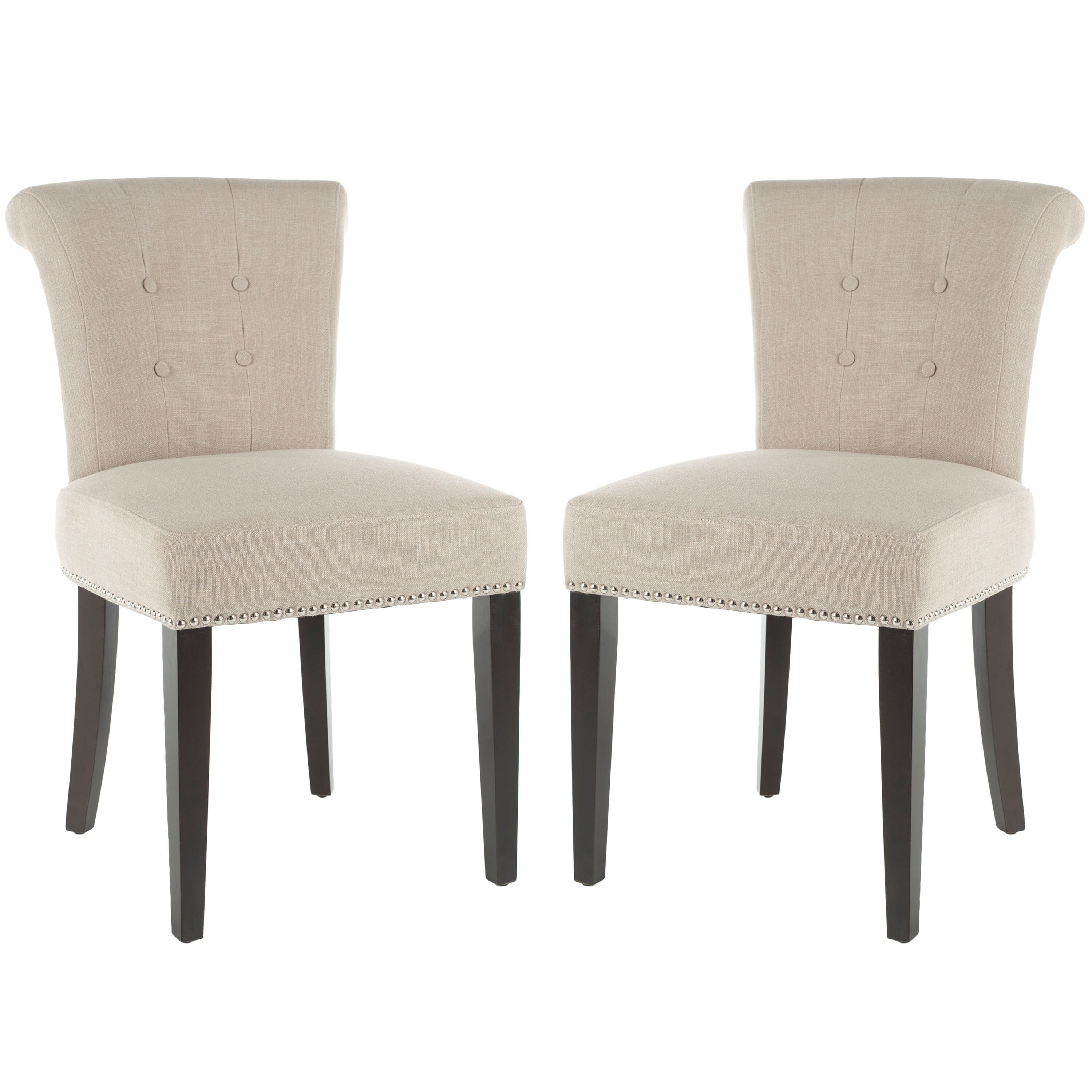 Safavieh MCR4704A-SET2 Set of 2 Sinclaire Contemporary/Modern Linen Upholstered Side Chair (Wood Frame)