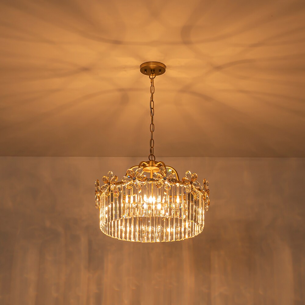 Wonderindoor 6 -Light Brushed Gold Modern/contemporary Clear glass Cylinder Small Hanging Pendant Light