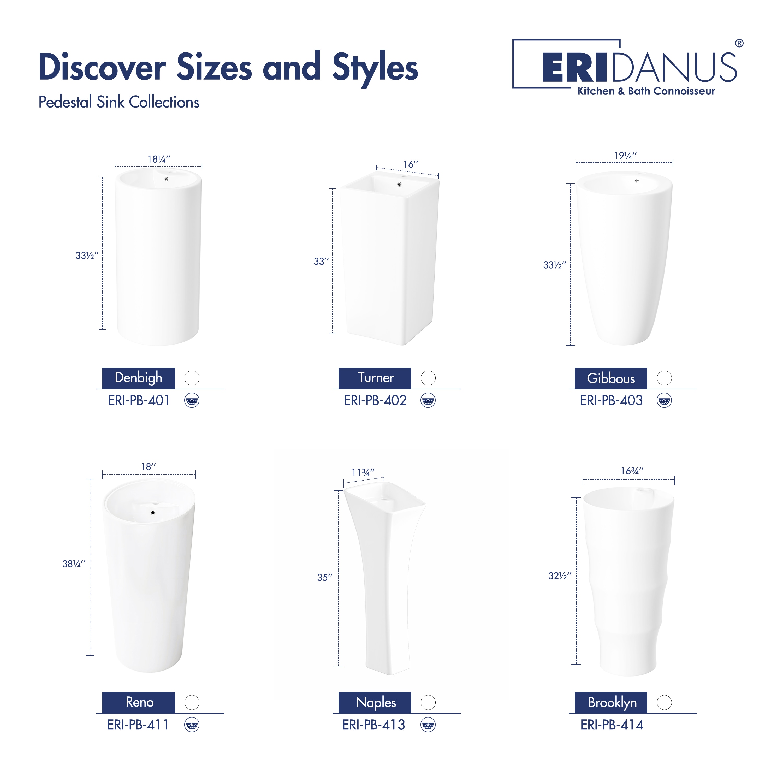 Eridanus ERI-PB-411 Complete-Pedestal-Lavatories - View #9