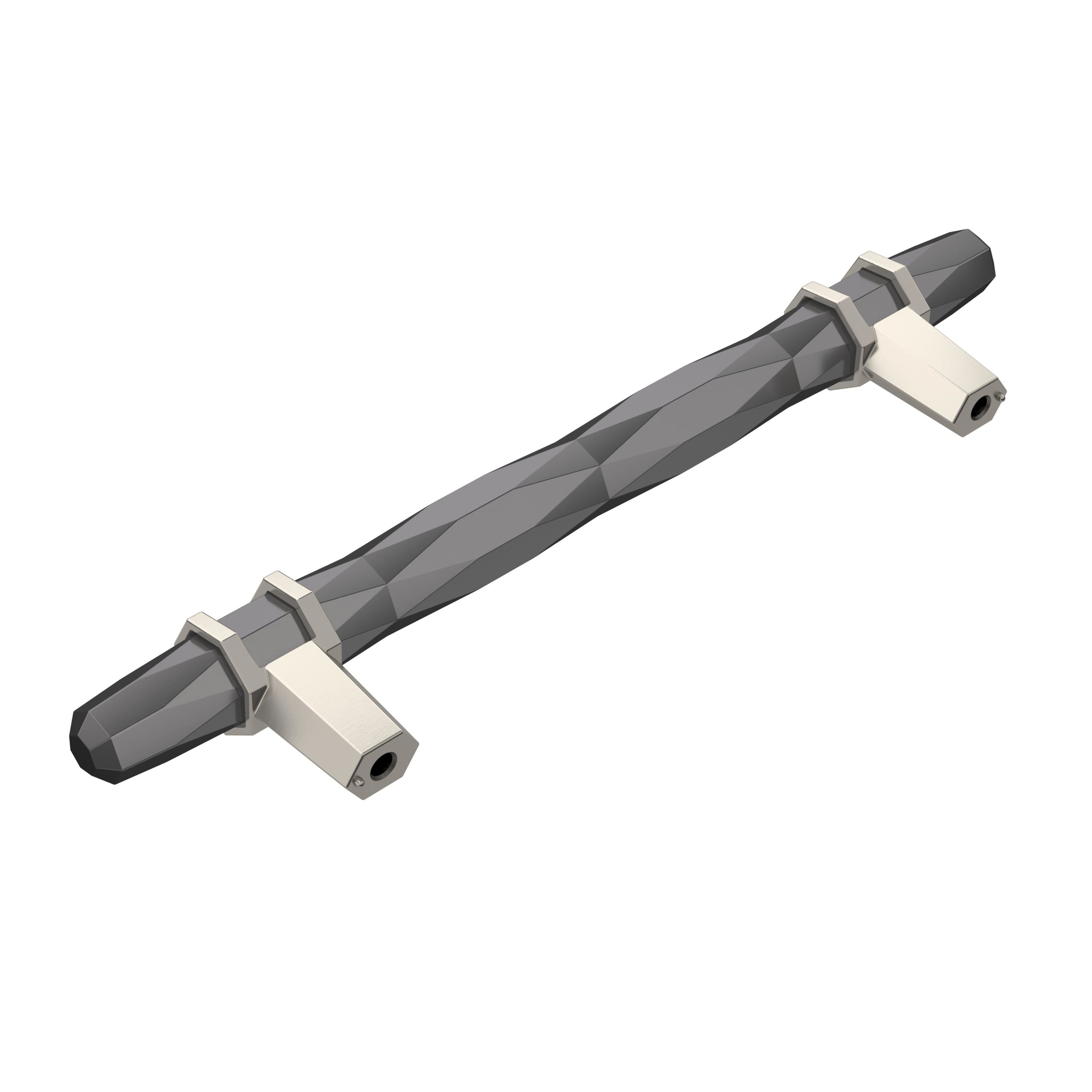 Modern Brushed Nickel and Black Cabinet Bar Pull