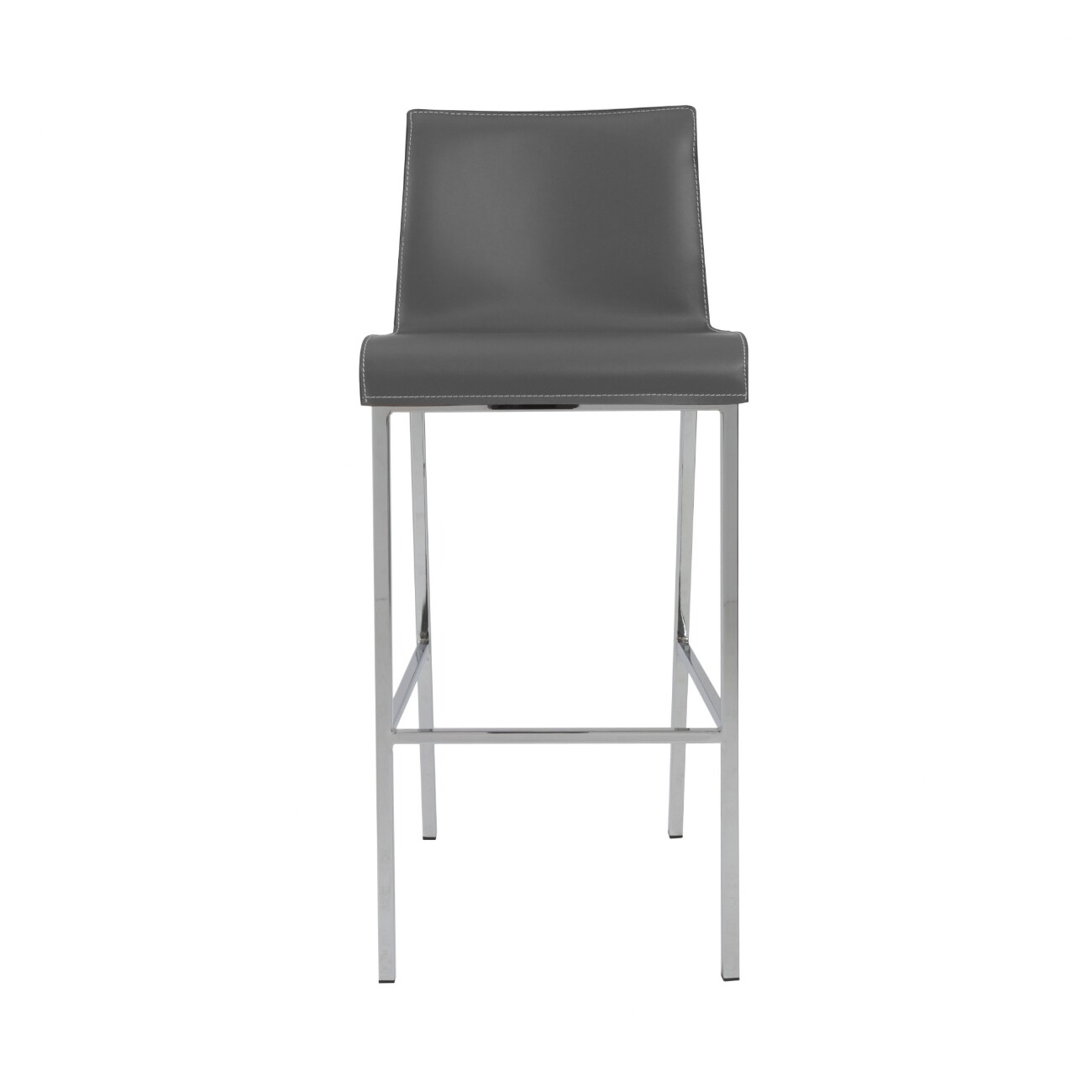 HomeRoots 4000400589 Set of 2 Gray 30.52-in H Bar height Upholstered Metal Bar Stool Back