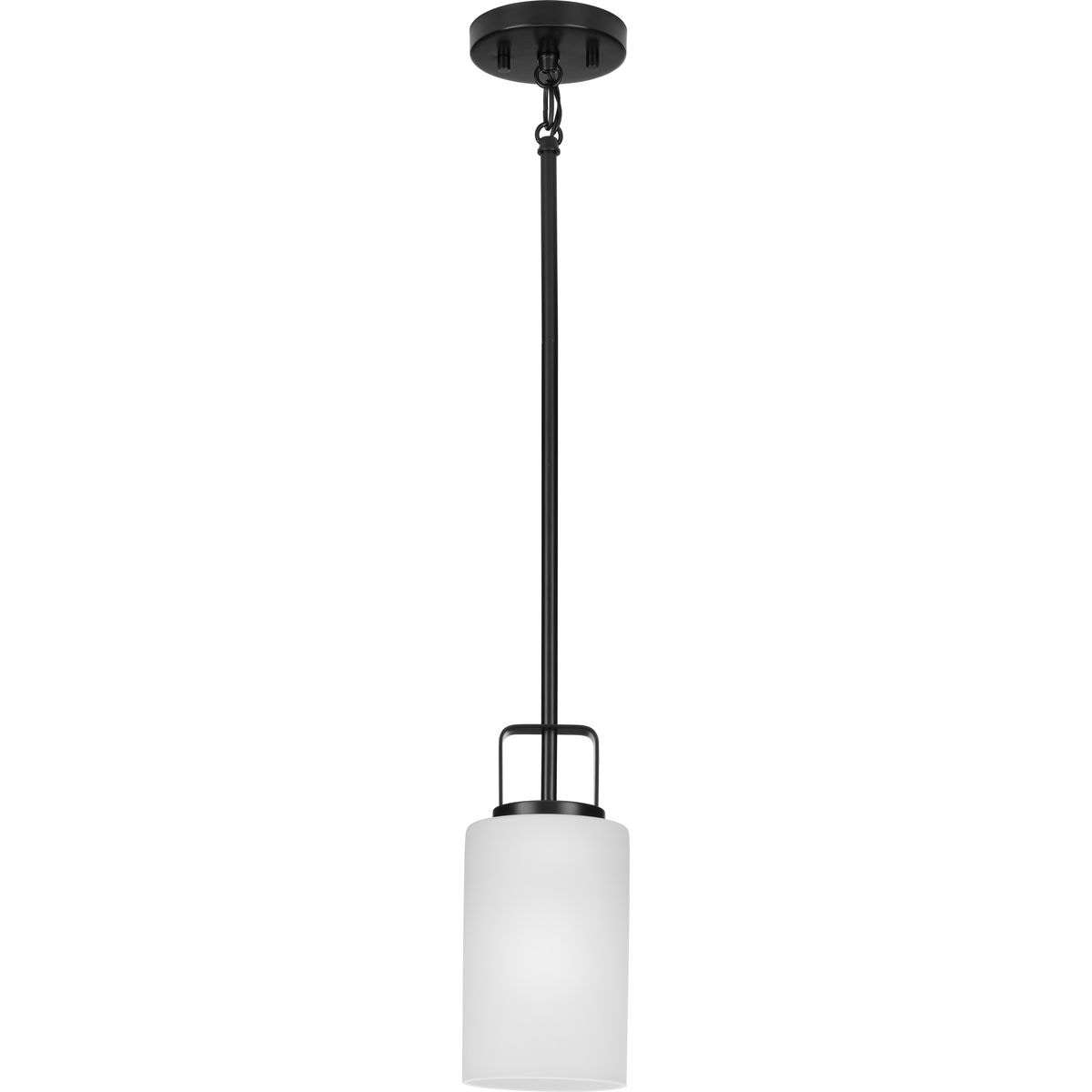 Matte Black and Etched Glass 11" Modern Farmhouse Mini-Pendant Light