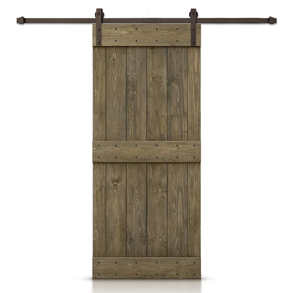 CALHOME S11-AB-60+03-22BR 22-in x 84-in Aged Barrel Knotty pine Wood Solid core Single Barn Door (Hardware Included)