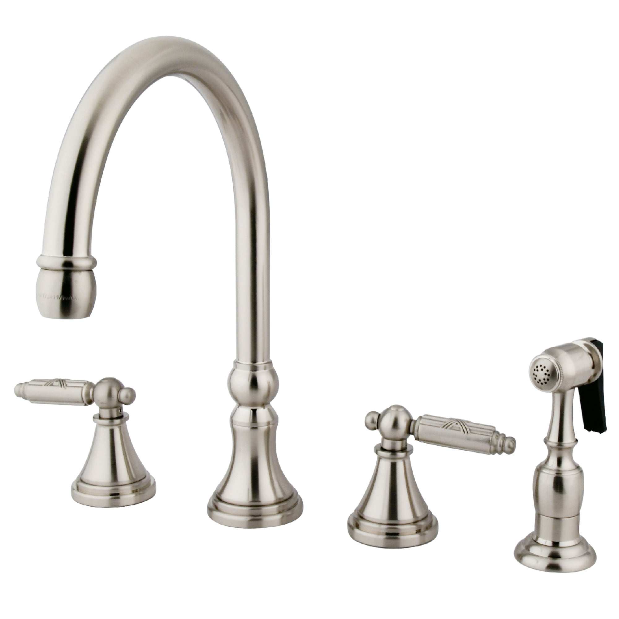 Kingston Brass WLGS2798GLBS Brushed Nickel Double Handle Deck-mount Kitchen Faucet ( Side Sprayer Included )