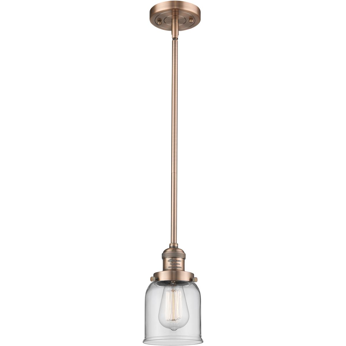 Innovations Lighting - 201S-AC-G52 Franklin Restoration Bell Mini Pendant Antique Copper