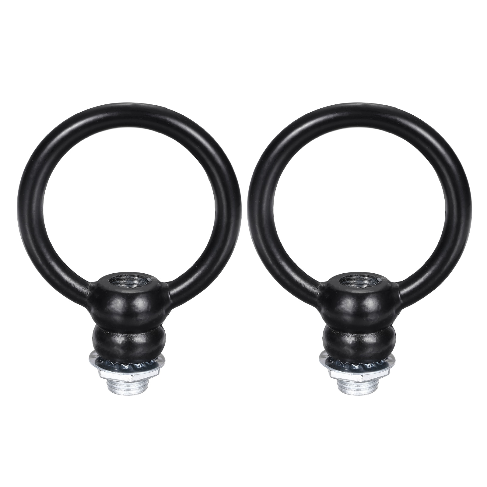 PATIKIL 18Lb Load Lamp Female Loop Holder 2 Set Lifting Eye M10 Fine Thread Nut Hook Ring Shape Structural Support to Chandelier Lighting Fixture (Black 1.9 x 2.3 Inch) #S26090701UX5724