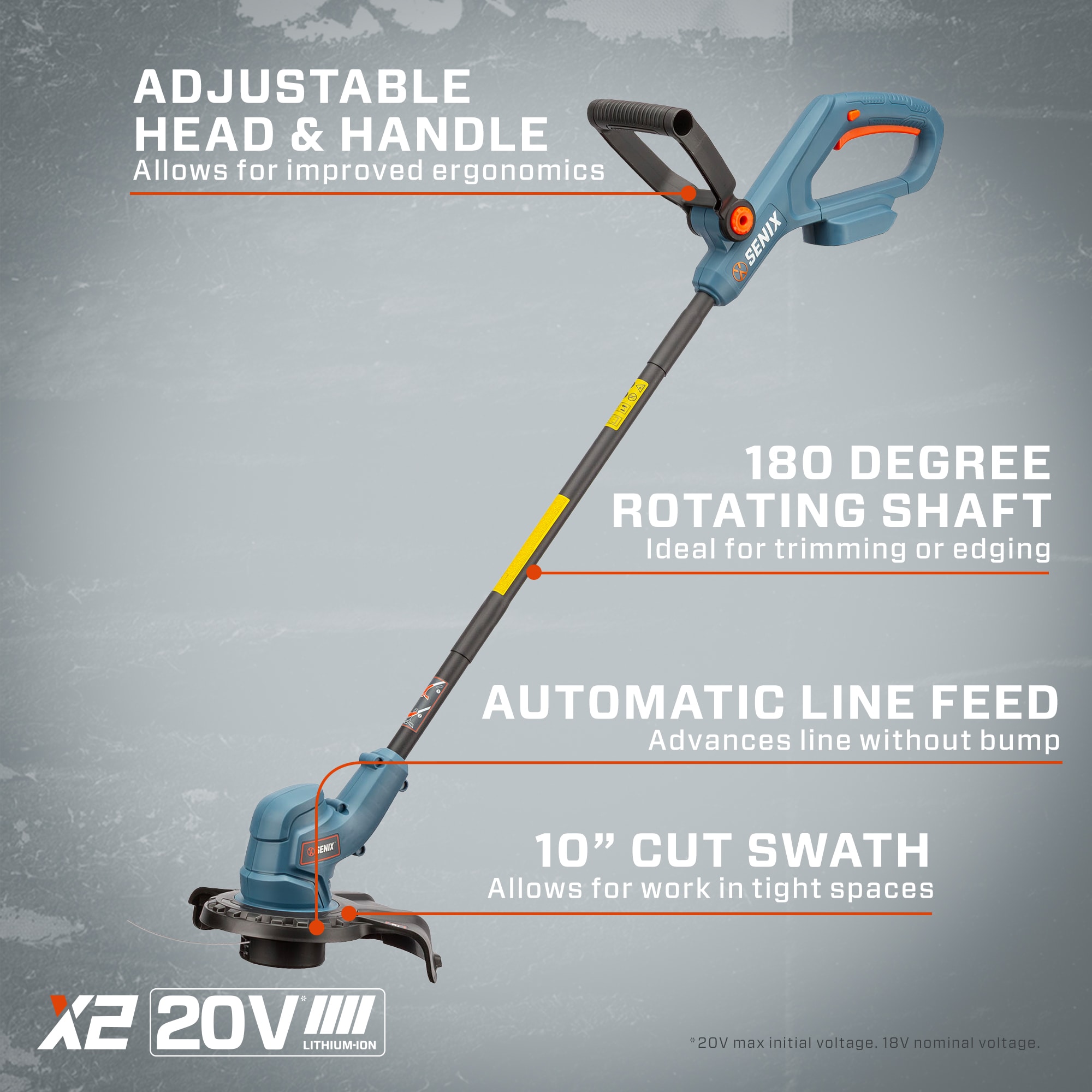SENIX 20-volt Max 10-in Straight Shaft Battery String Trimmer 2 Ah (Battery and Charger Included) GTX2-L simolary.com 13 SENIX 20-volt Max 10-in Straight Shaft Battery String Trimmer 2 Ah (Battery and Charger Included) GTX2-L Simolary simolary.com 13