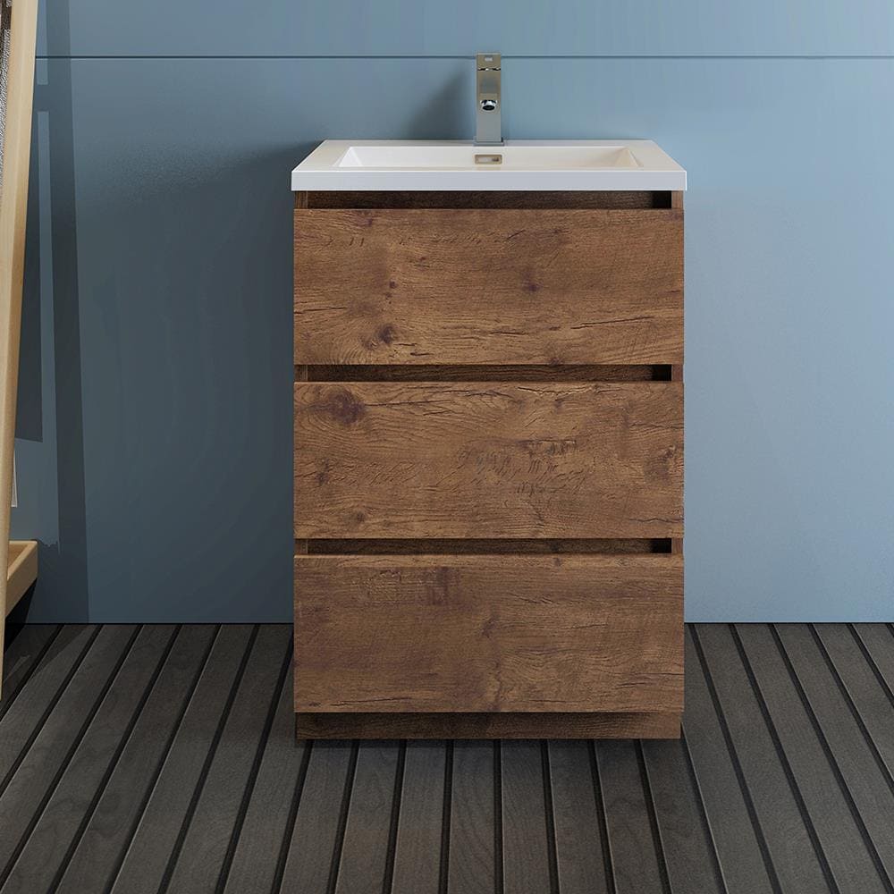 Lazzaro 24" Rosewood Free Standing Single Basin Vanity with Acrylic Top