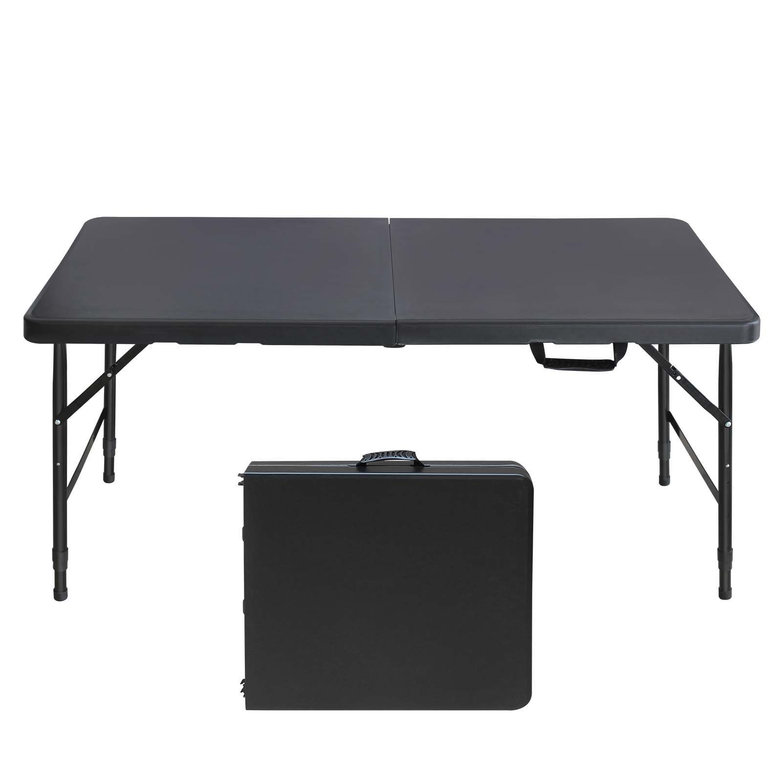 Maocao Hoom JL1123528 2-ft x 4.1-ft Fold-in-Half Indoor or outdoor Rectangle Plastic Black Folding banquet table 4 -Person