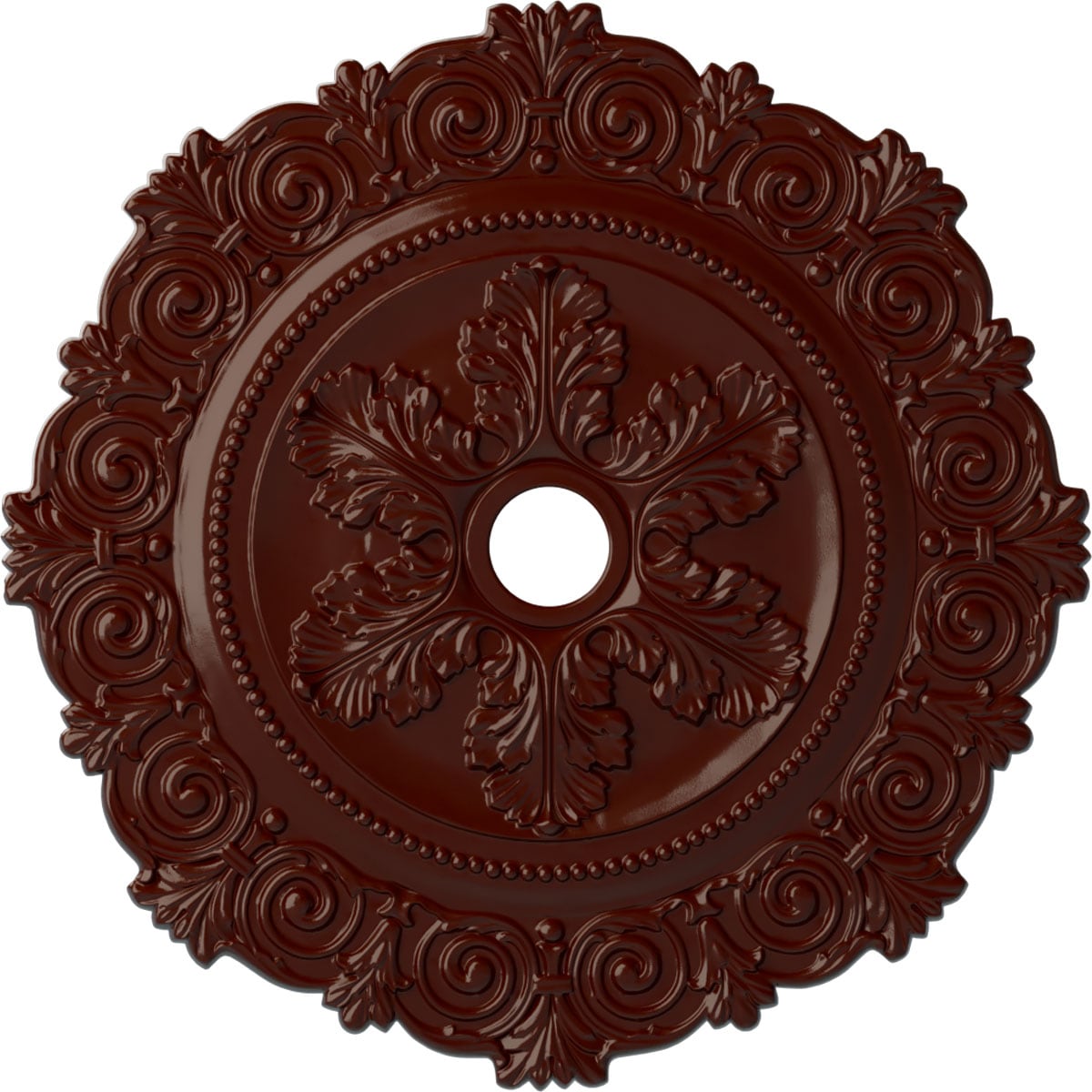 Ekena Millwork CM33SCBMF Scroll 33.25-in W x 33.25-in L Painted Brushed Mahogany Polyurethane Split Ceiling Medallion