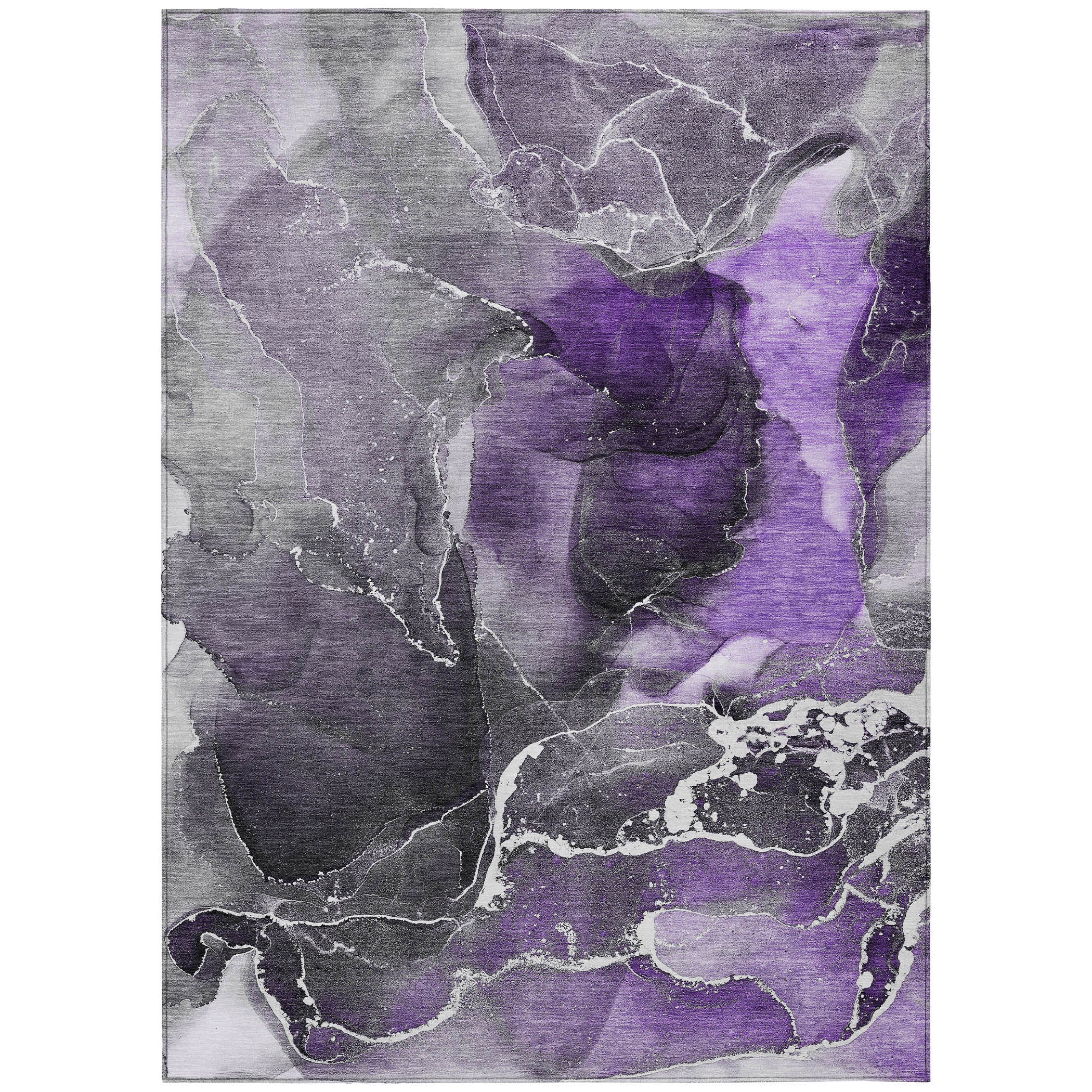 Purple and Gray Abstract Pattern 3' x 5' Washable Area Rug