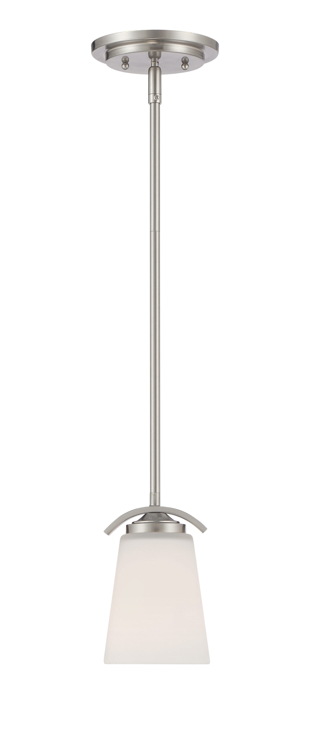 Overland Park Brushed Nickel Mini Pendant with Etched White Glass