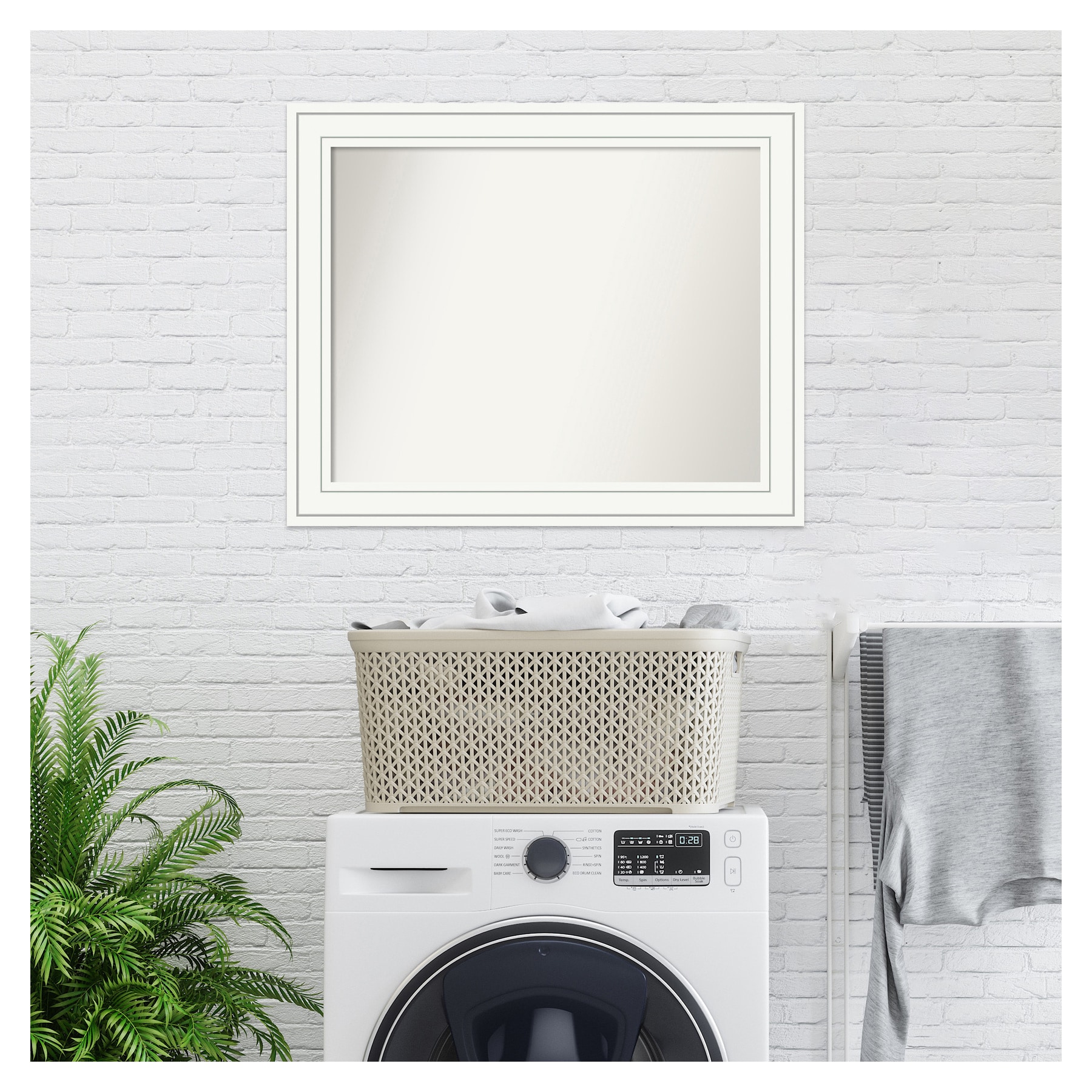 Craftsman White Wood Rectangular Bathroom Wall Mirror