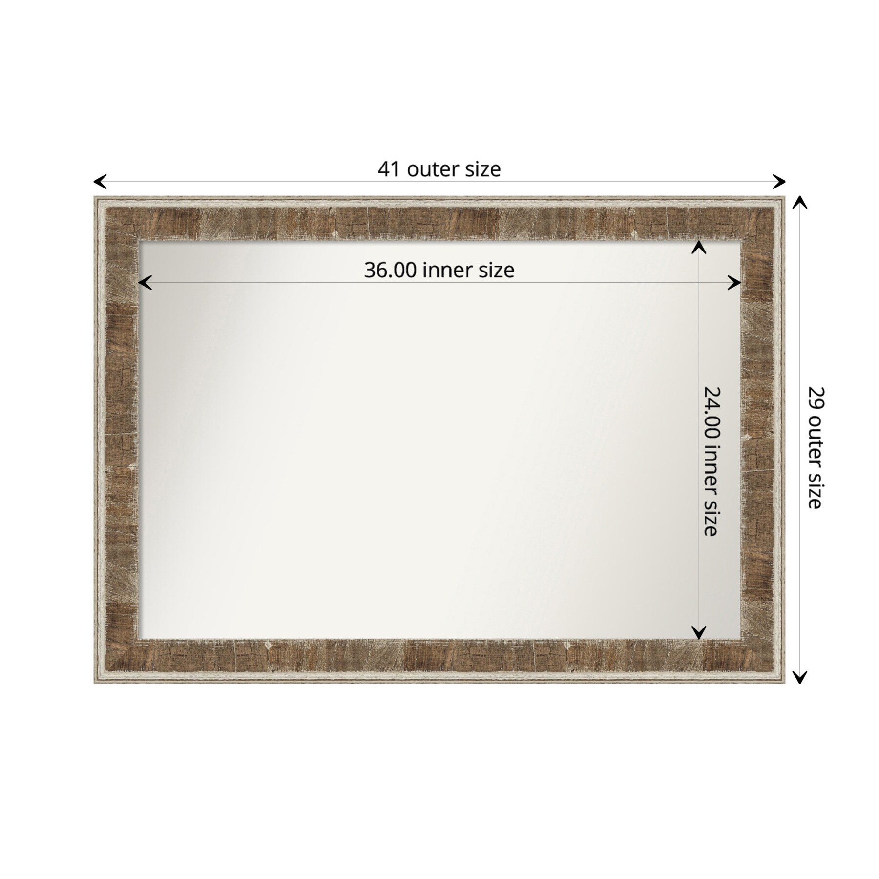 Farmhouse Brown Narrow Wood Bathroom Vanity Mirror 47.66" x 35.28"