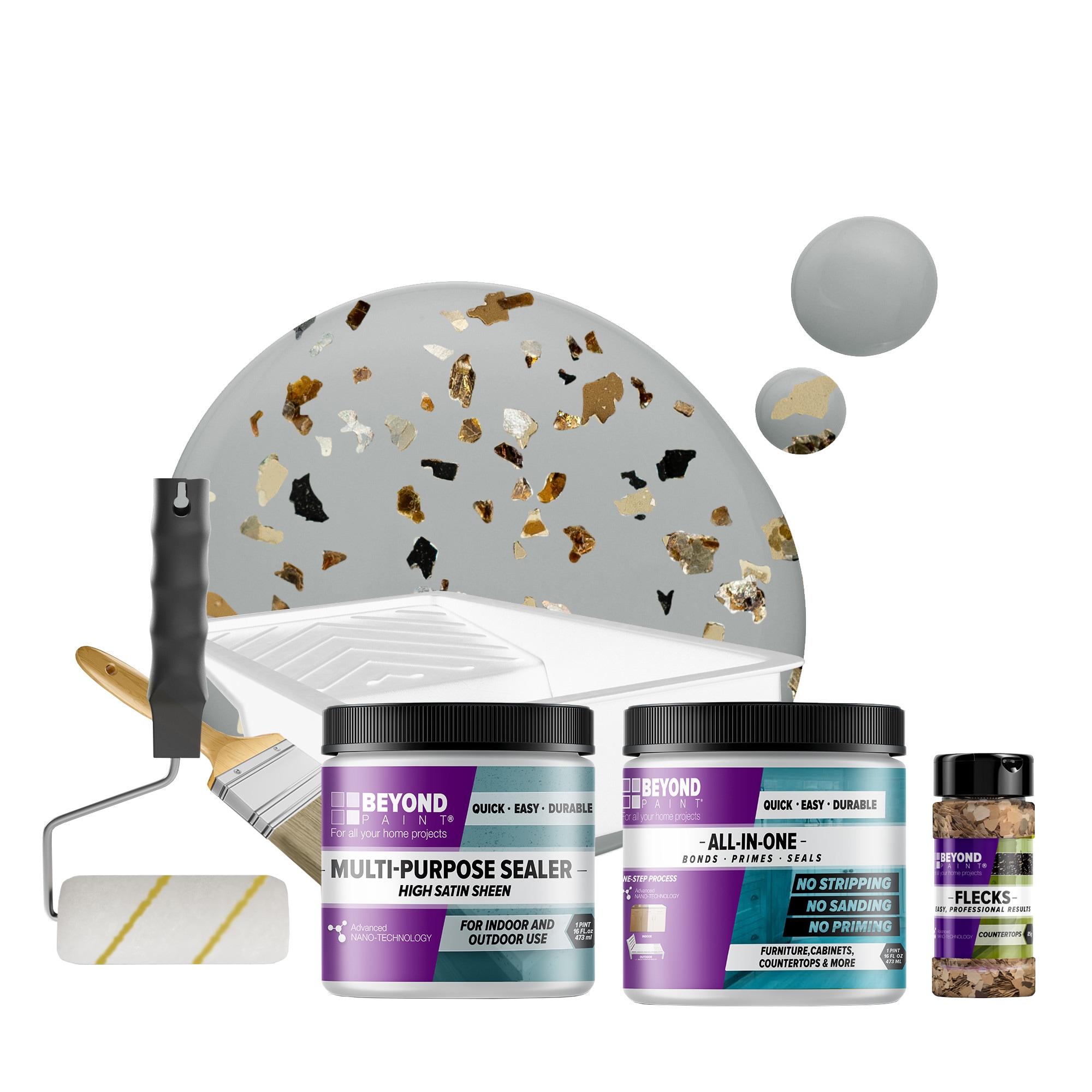 Beyond Paint BP44B Oxford Bronze Countertop Fleck Kit in Soft Gray