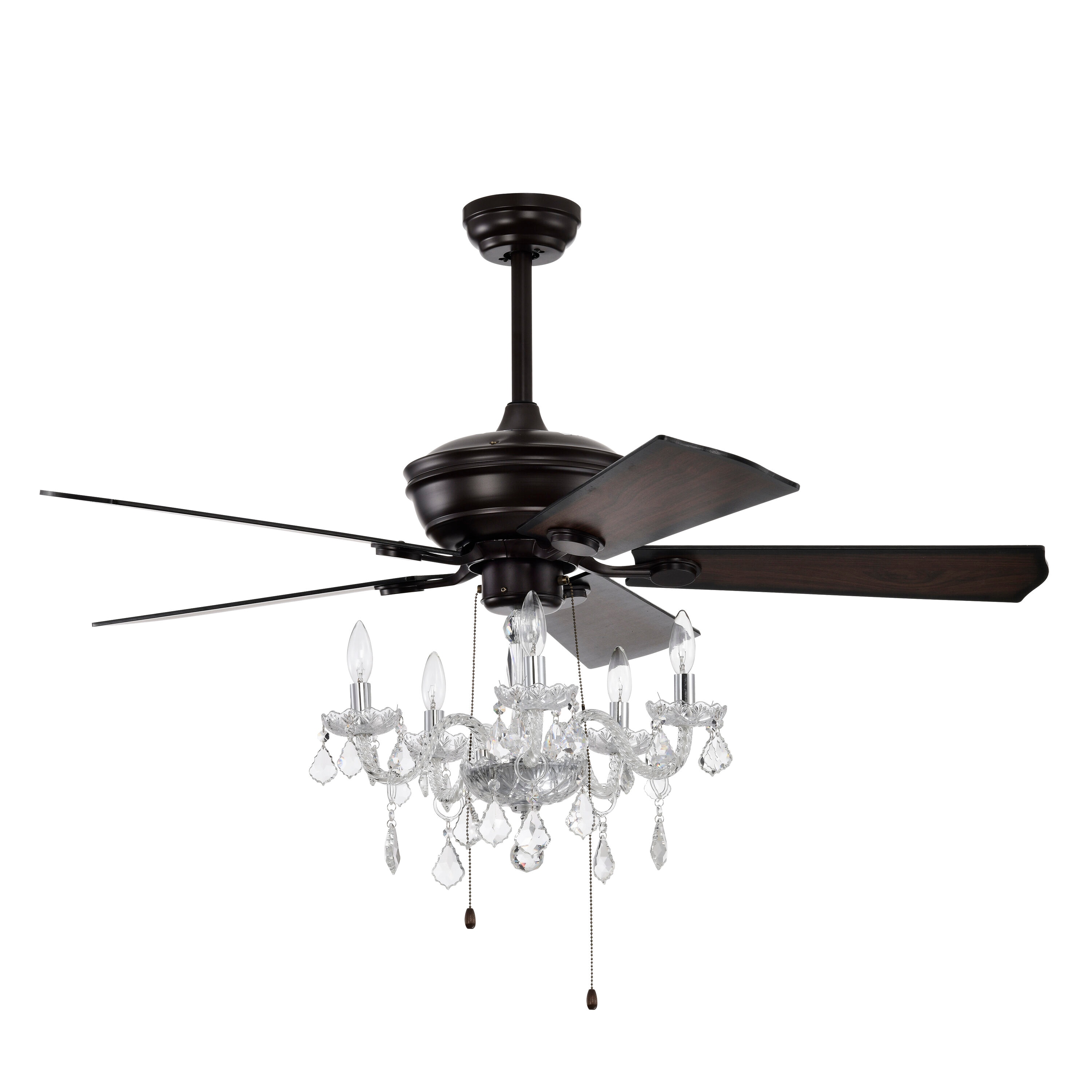Bayfeve BFHM-53975-CF Adjustable Speed 52-in Outdoor Black with Brown Plywood Blades Chandelier Ceiling Fan With Light ( 5 -Blade )