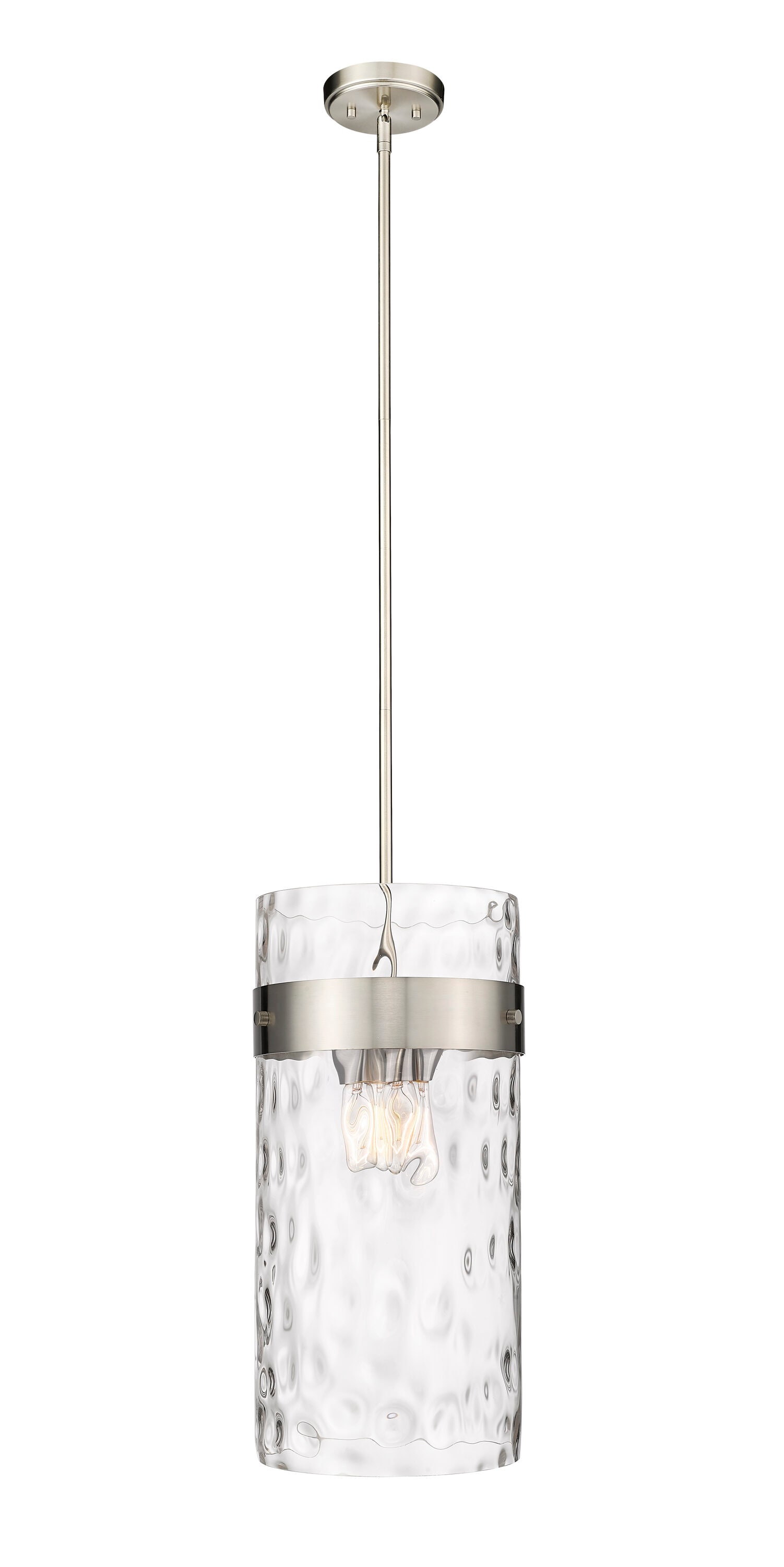 Z-Lite 3035P12-BN Fontaine 4 -Light Brushed Nickel Modern/contemporary Clear glass Cylinder Medium Hanging Pendant light
