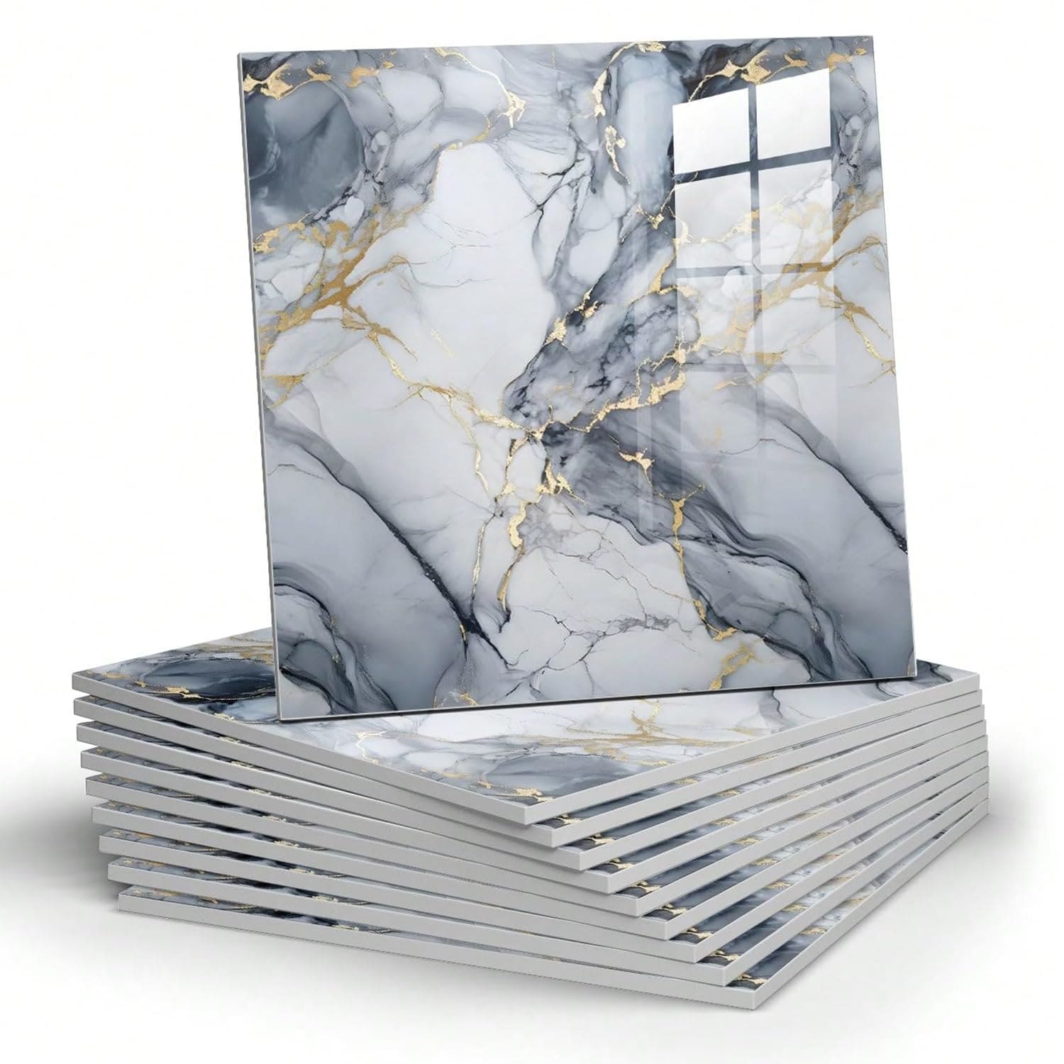 Yichuhaoxi  22pcs Marble Peel and Stick Backsplash Surface Waterproof Wall Panels Self Adhesive Marble PVC Foam Wall Panels for Kitchen Bathroom