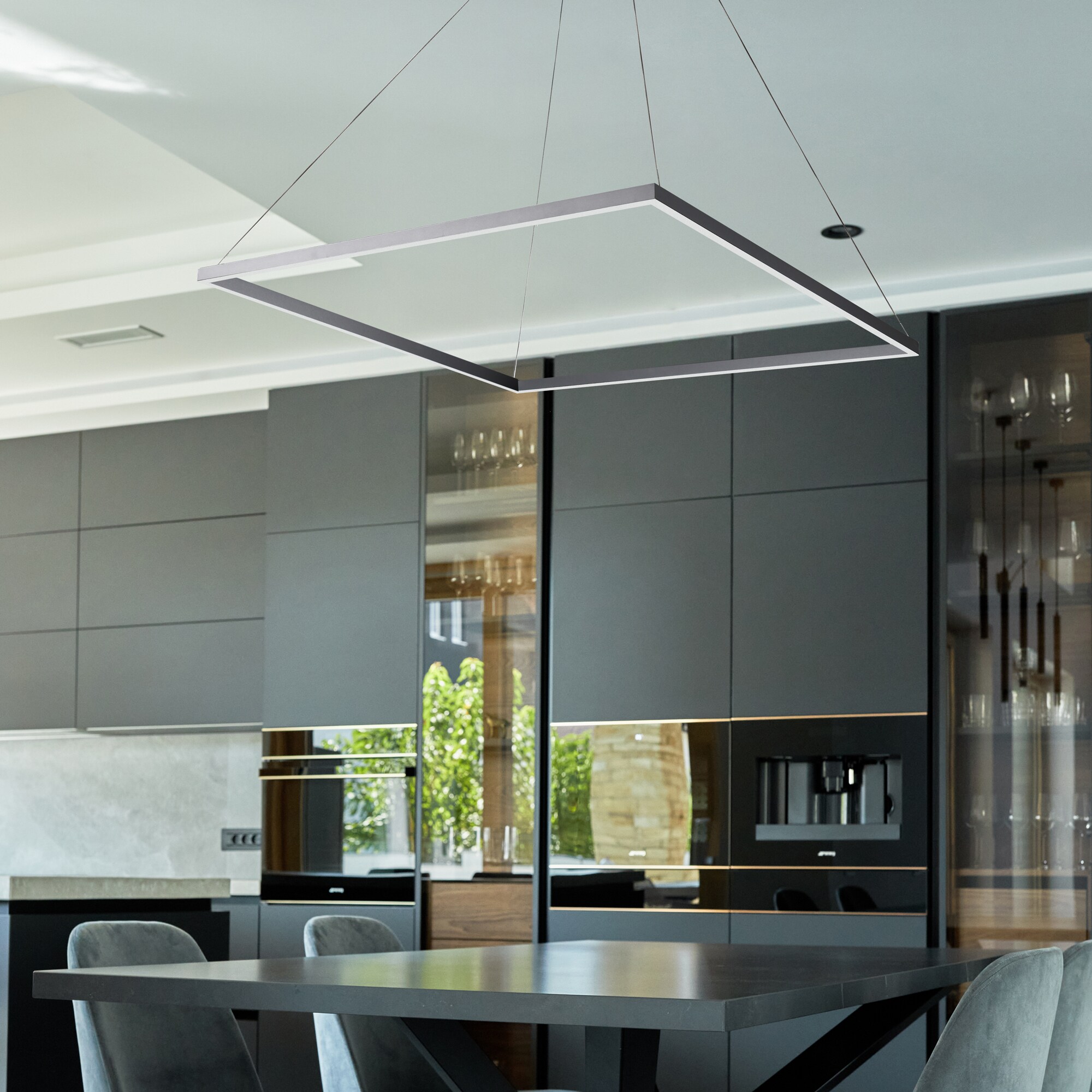 Atria 39.5" Silver LED Square Pendant Light