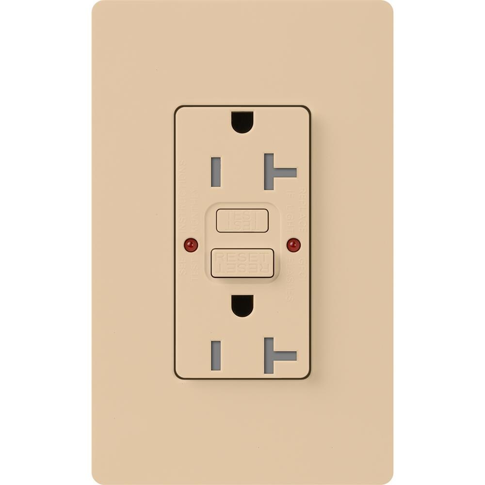 Lutron SCR-20-GFST-DS Claro 20-Amp Tamper Resistant GFCI Residential Decorator Surge Outlet, Desert Stone