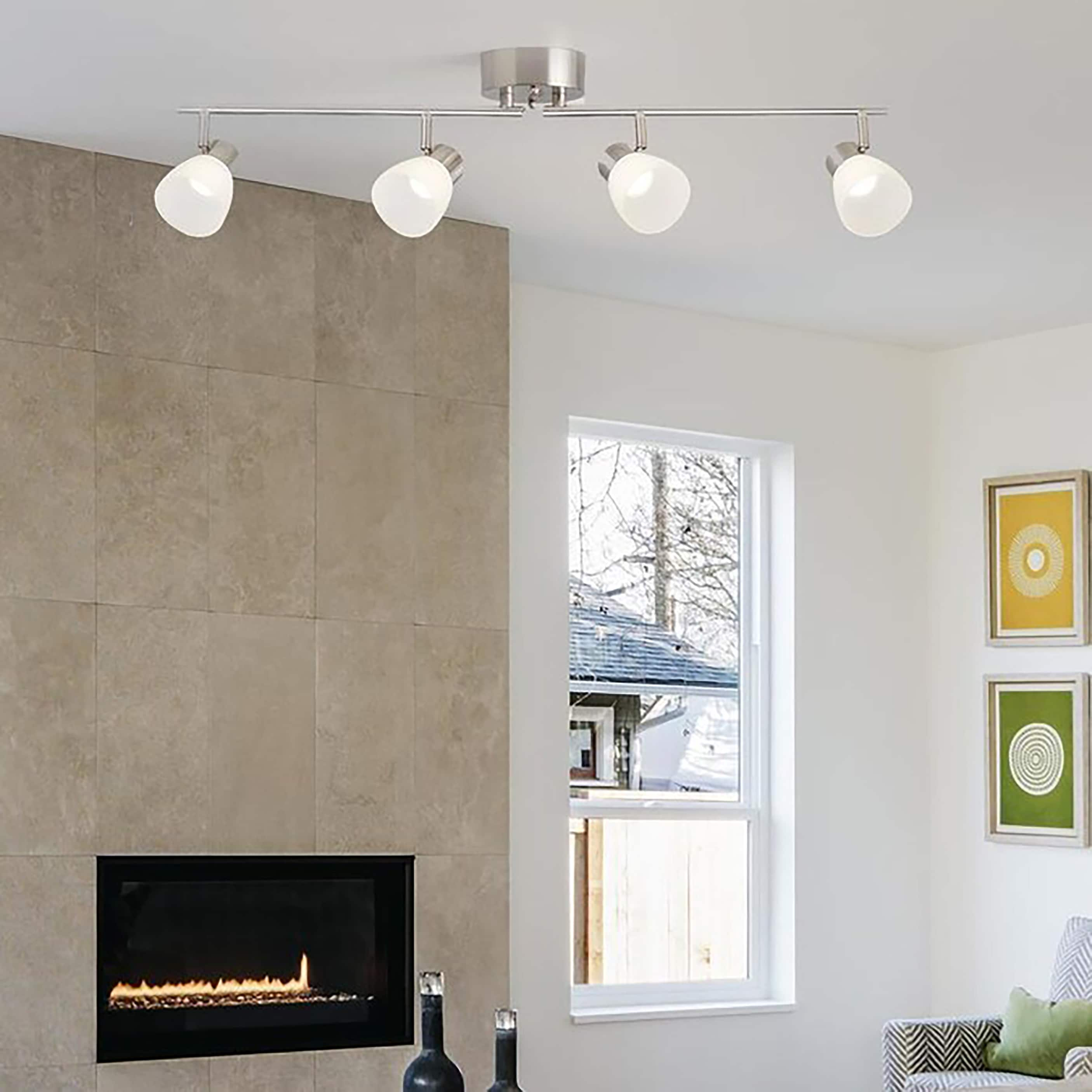 Allen + roth 34.75-tin 4-Light high quality Brushed Nickel dimmable Integrated Modern/Contemp