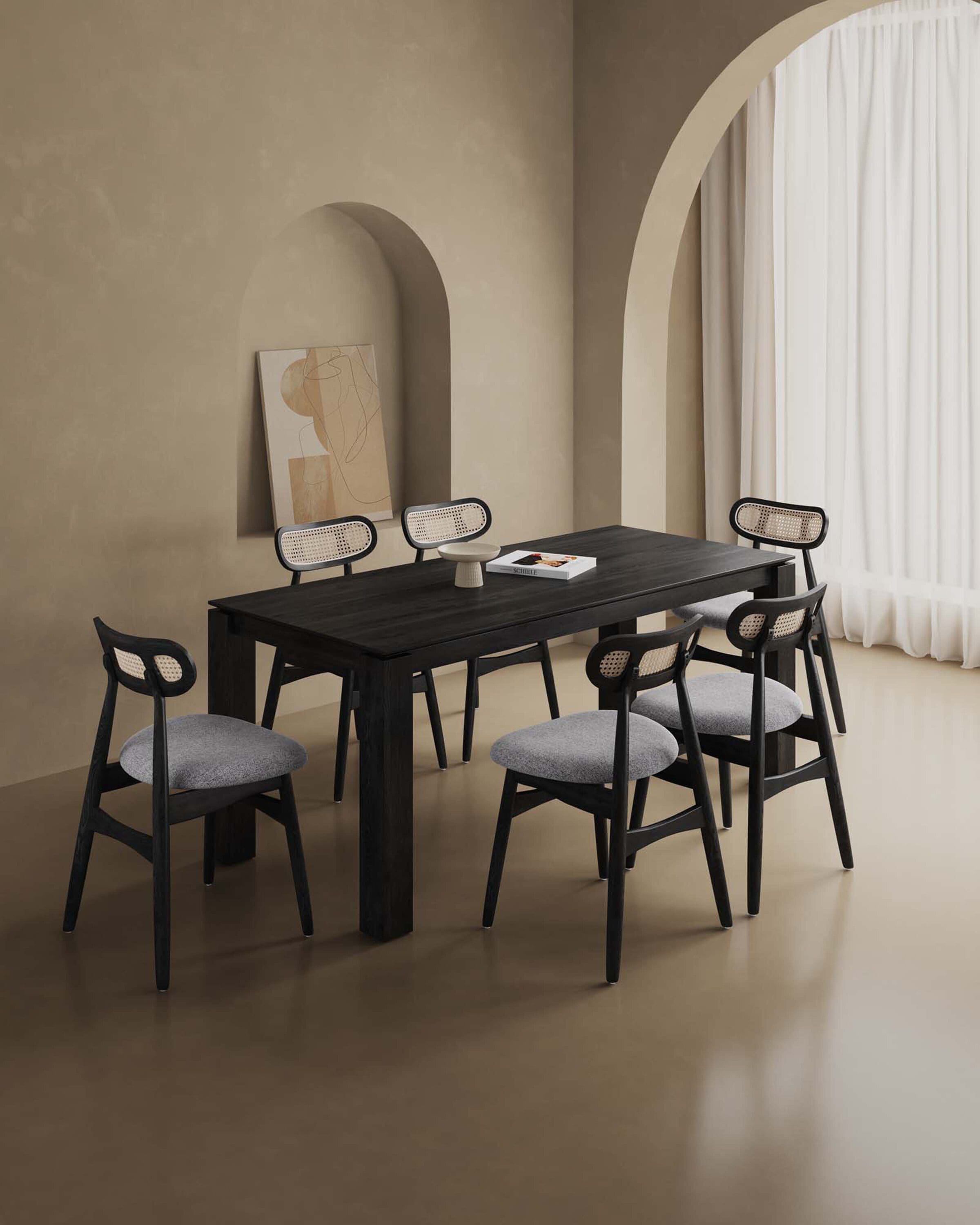 Manhattan Comfort 6-DT02DCCA02-GY Black and Grey Contemporary/Modern Dining Room Set with Rectangular Table ( Seats 6 )